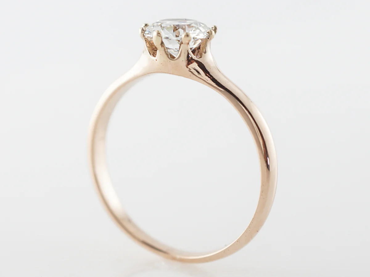 Victorian Rose Gold Diamond Solitaire Engagement Ring - Image 5