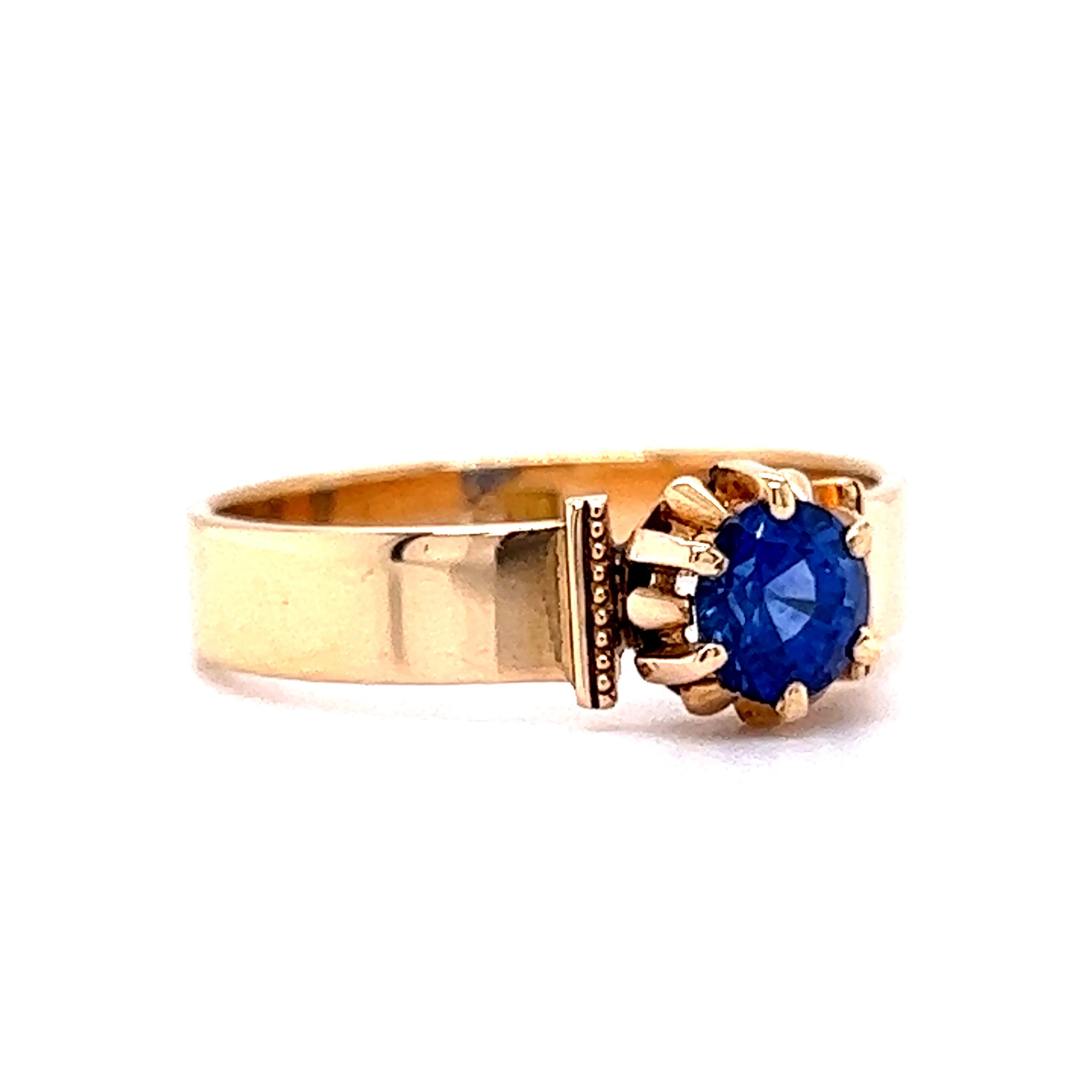 Victorian Round Cut Sapphire Engagement Ring in 18k - Image 3