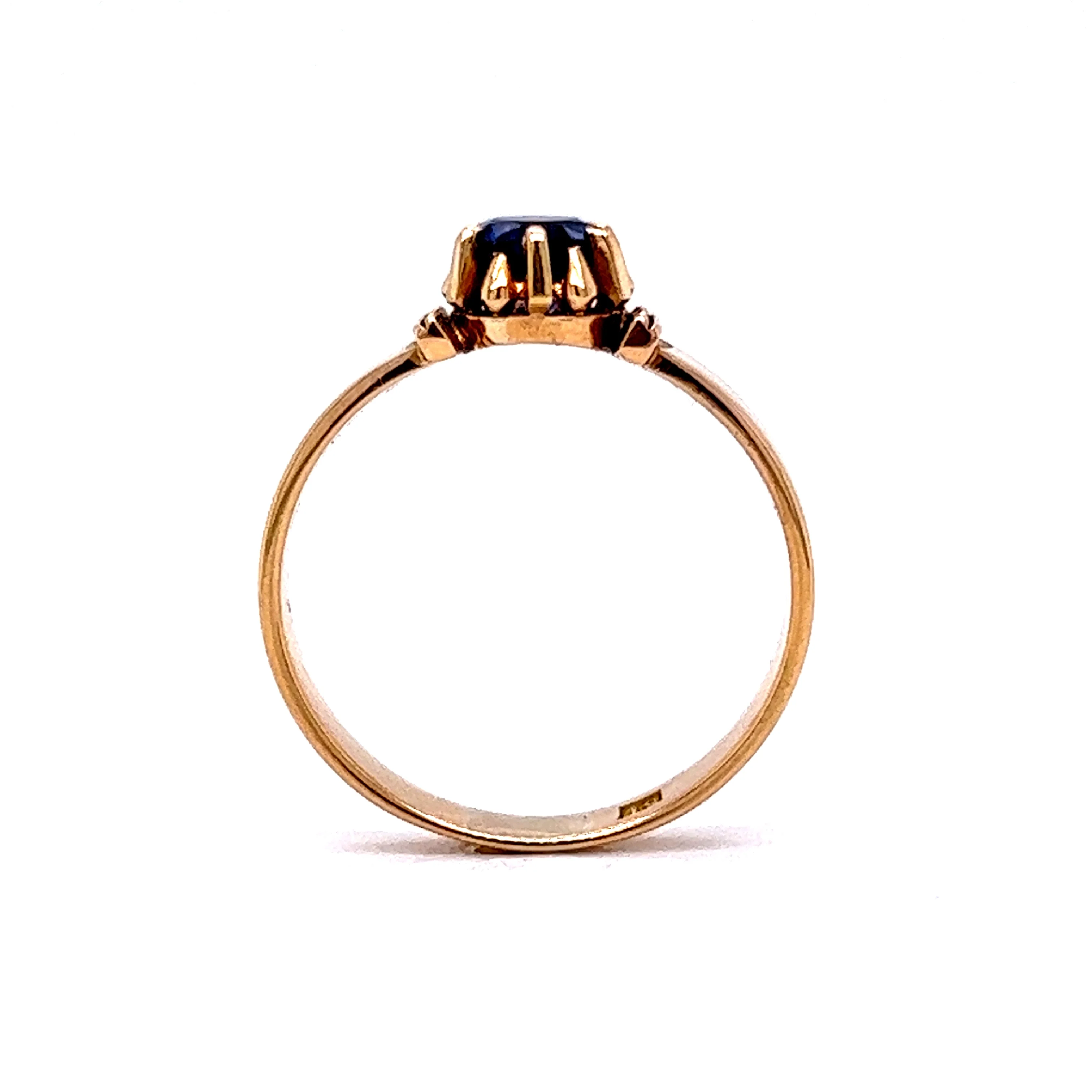 Victorian Round Cut Sapphire Engagement Ring in 18k - Image 4