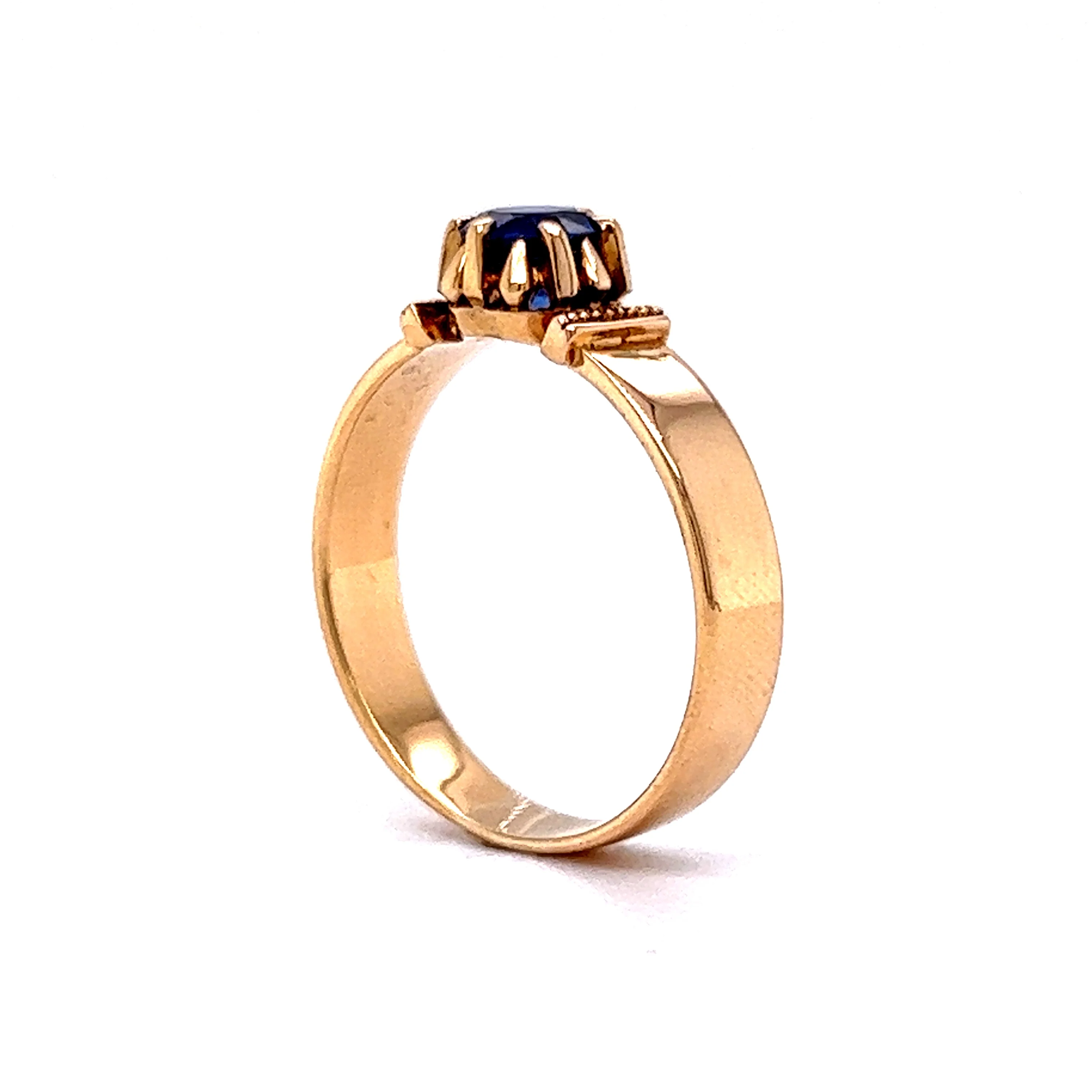 Victorian Round Cut Sapphire Engagement Ring in 18k - Image 5