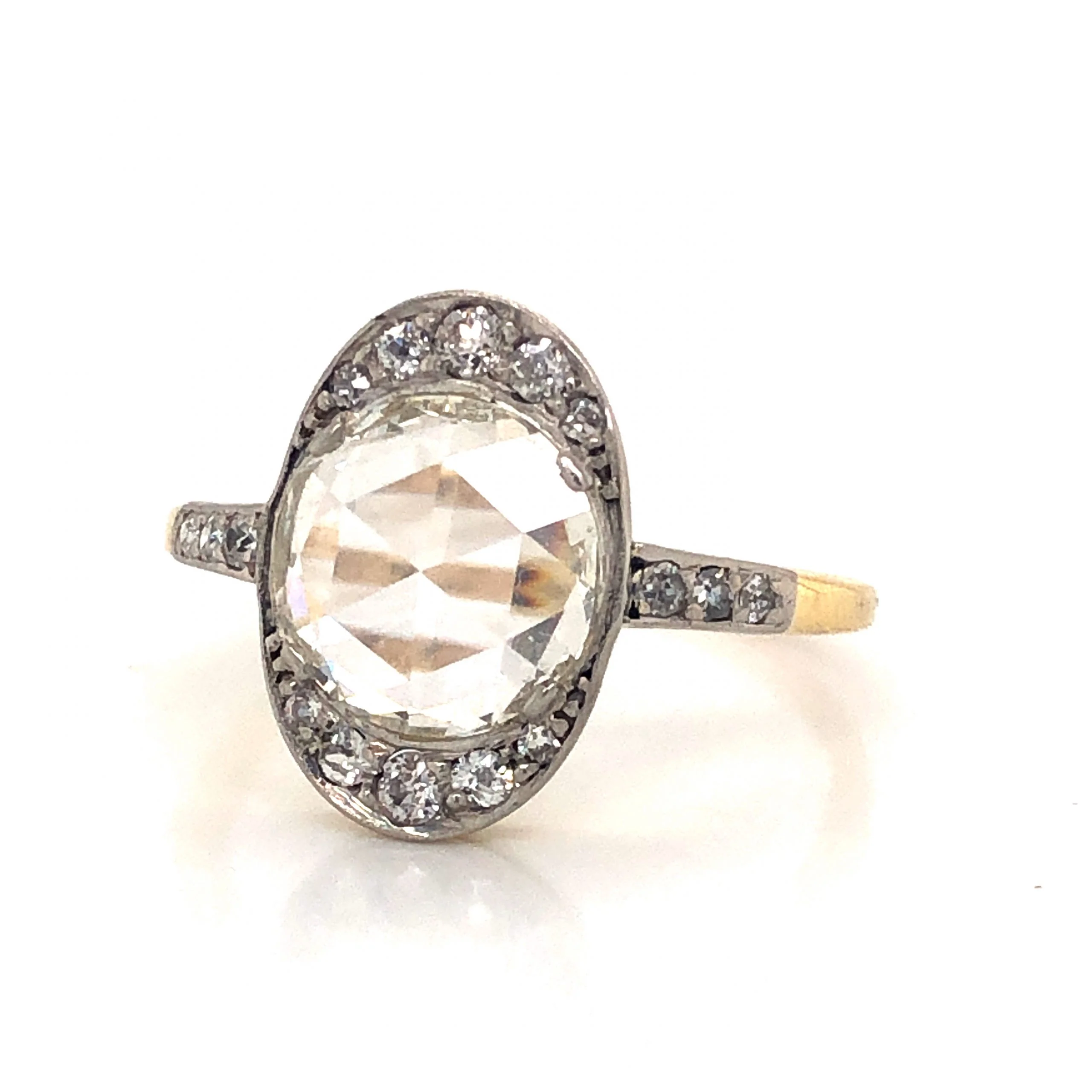 Victorian Round Rose Cut Diamond Engagement Ring in 14k - Image 2