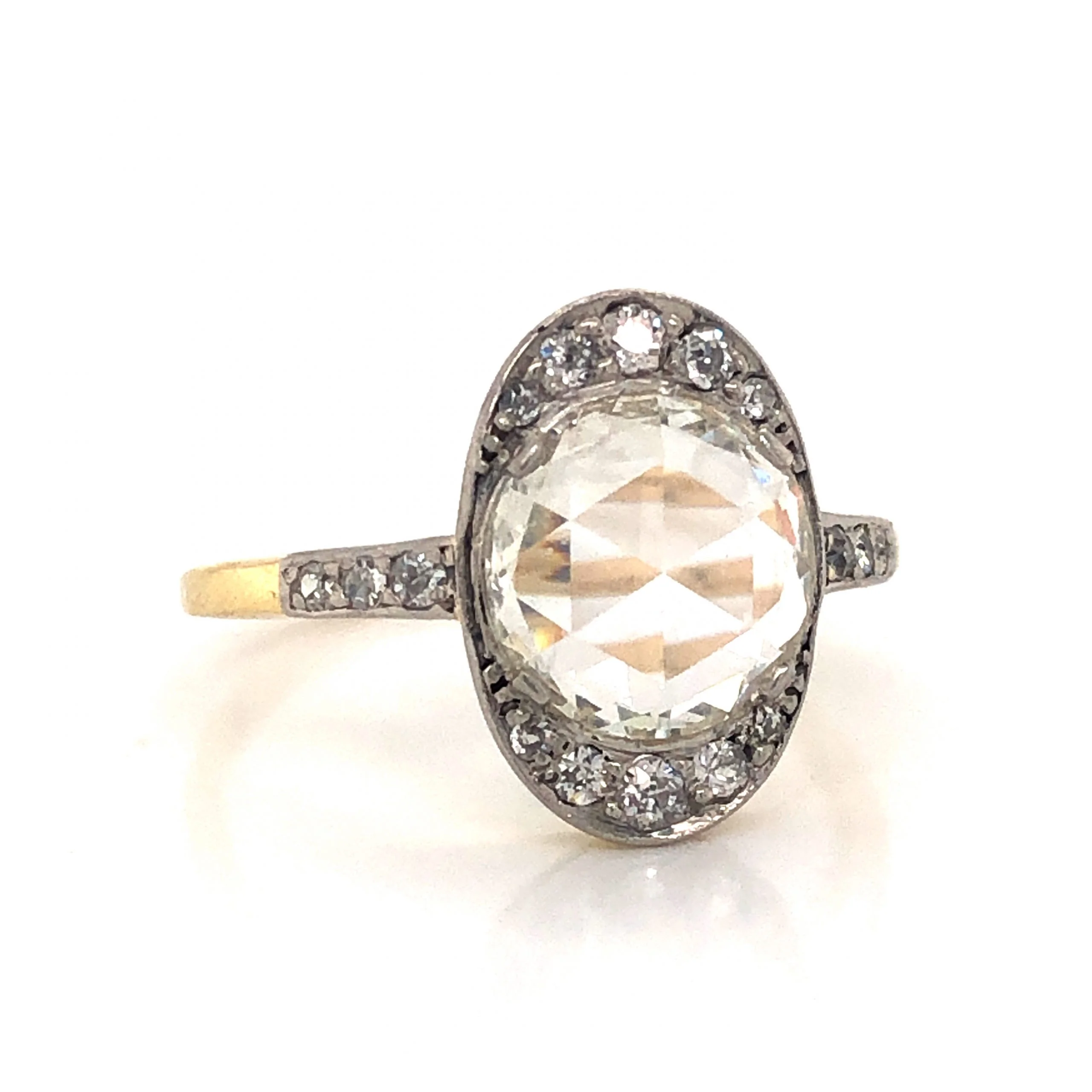 Victorian Round Rose Cut Diamond Engagement Ring in 14k - Image 3