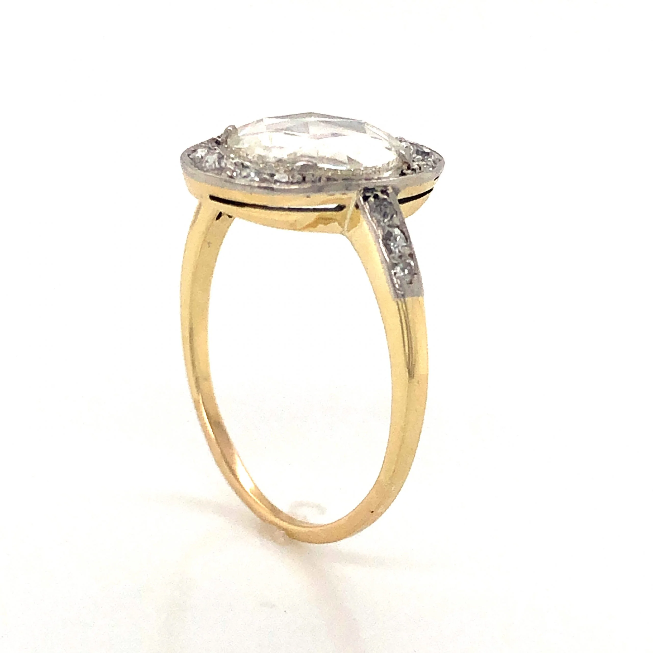 Victorian Round Rose Cut Diamond Engagement Ring in 14k - Image 4
