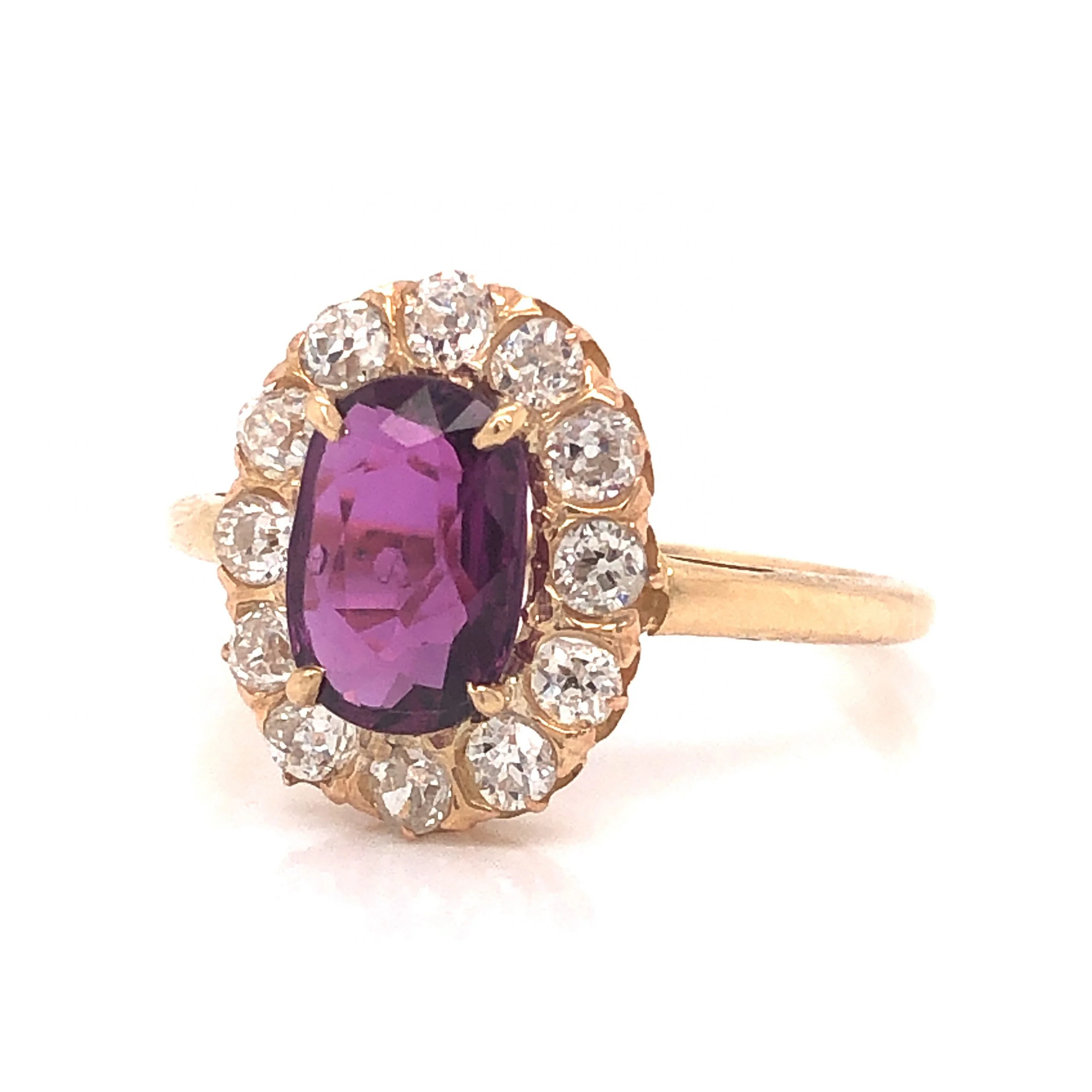 Victorian Ruby & Diamond Engagement Ring in 14k Yellow Gold - Image 2