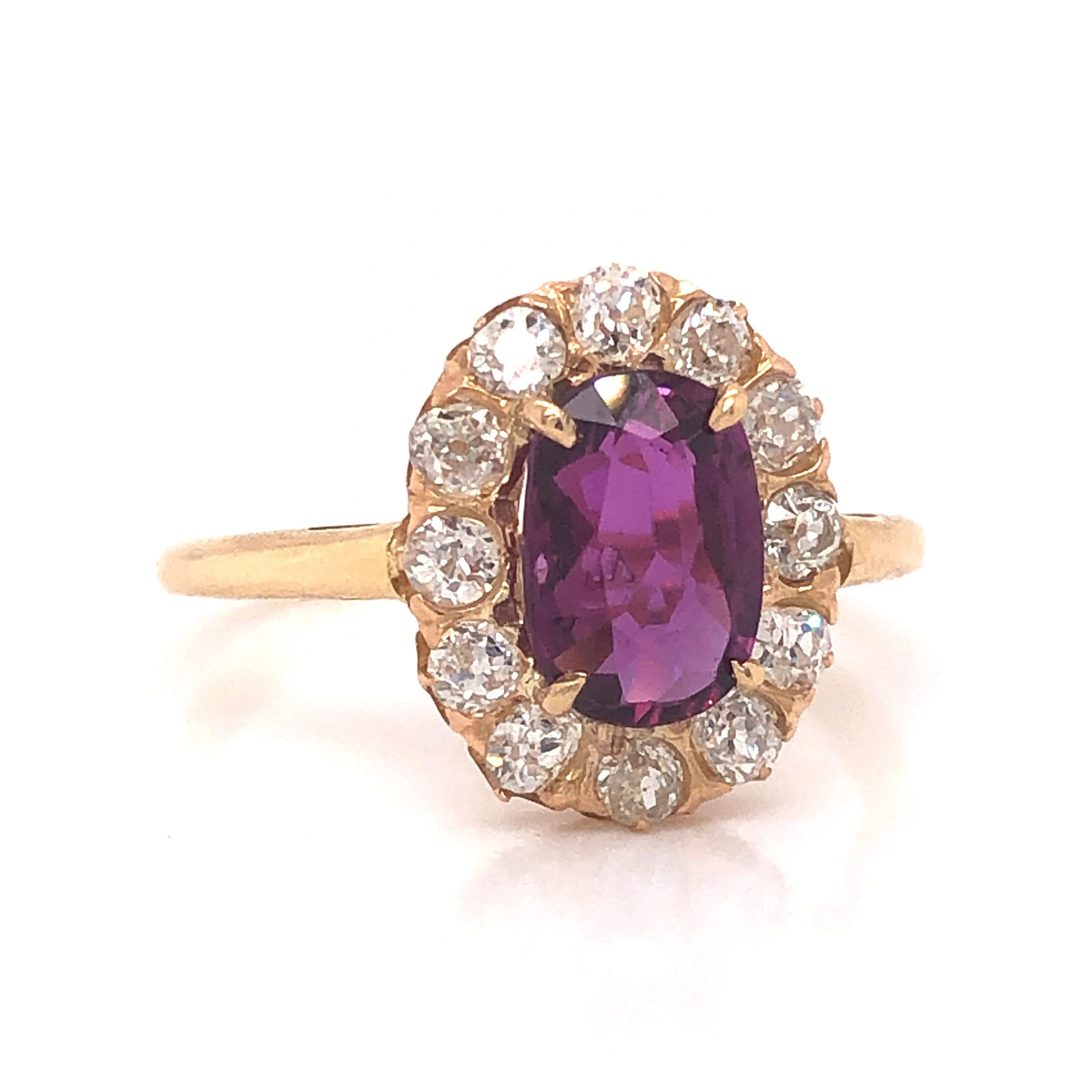 Victorian Ruby & Diamond Engagement Ring in 14k Yellow Gold - Image 3