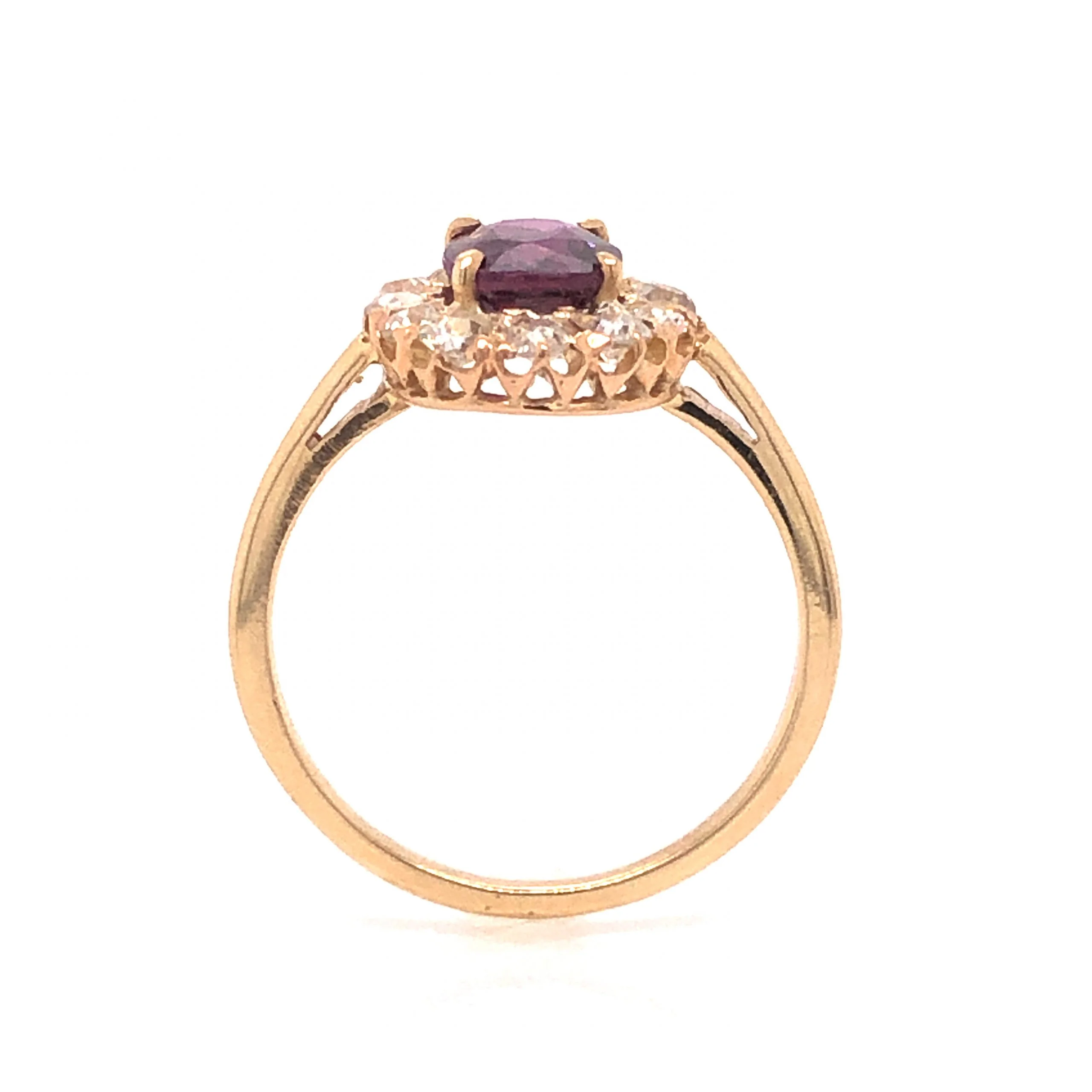 Victorian Ruby & Diamond Engagement Ring in 14k Yellow Gold - Image 4