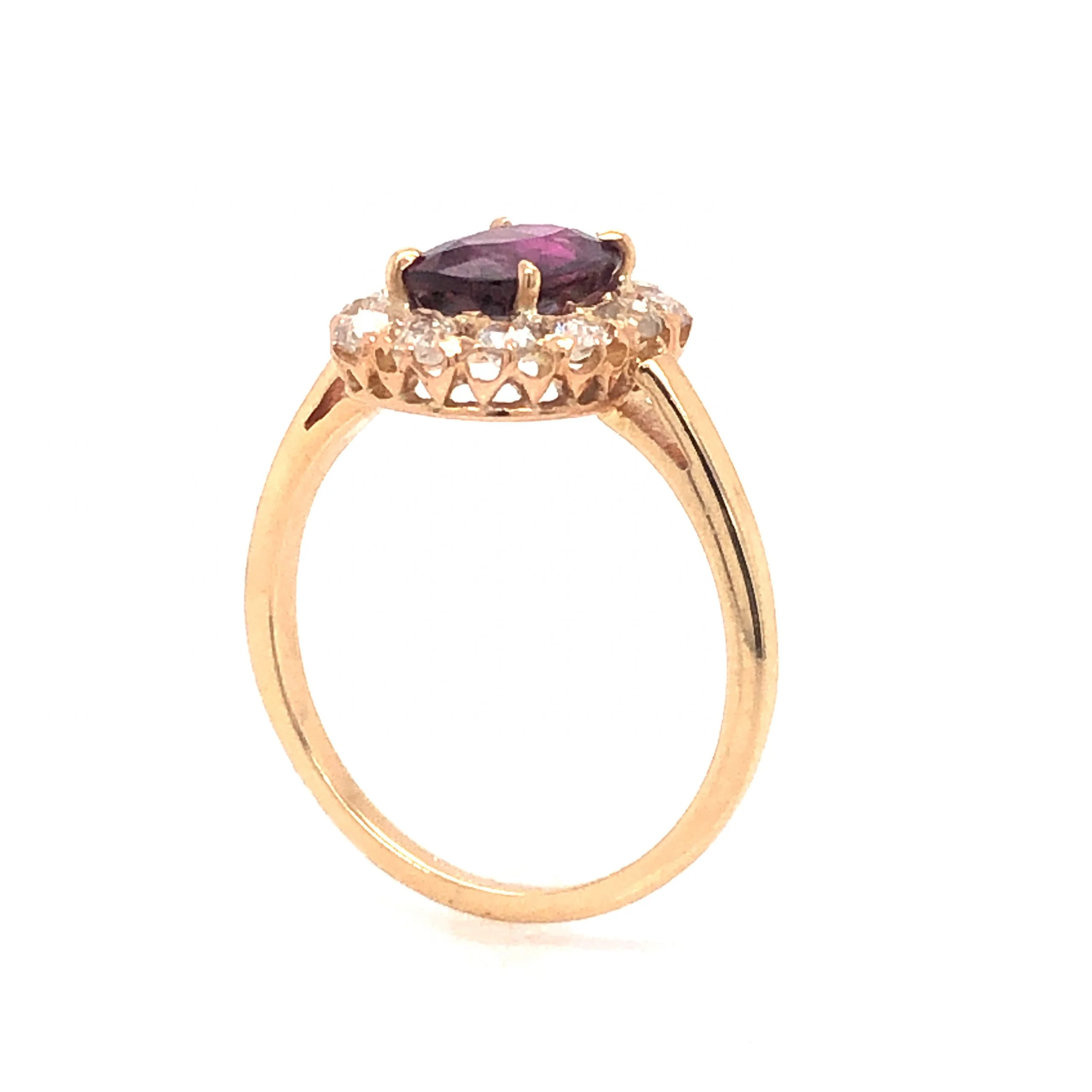 Victorian Ruby & Diamond Engagement Ring in 14k Yellow Gold - Image 5