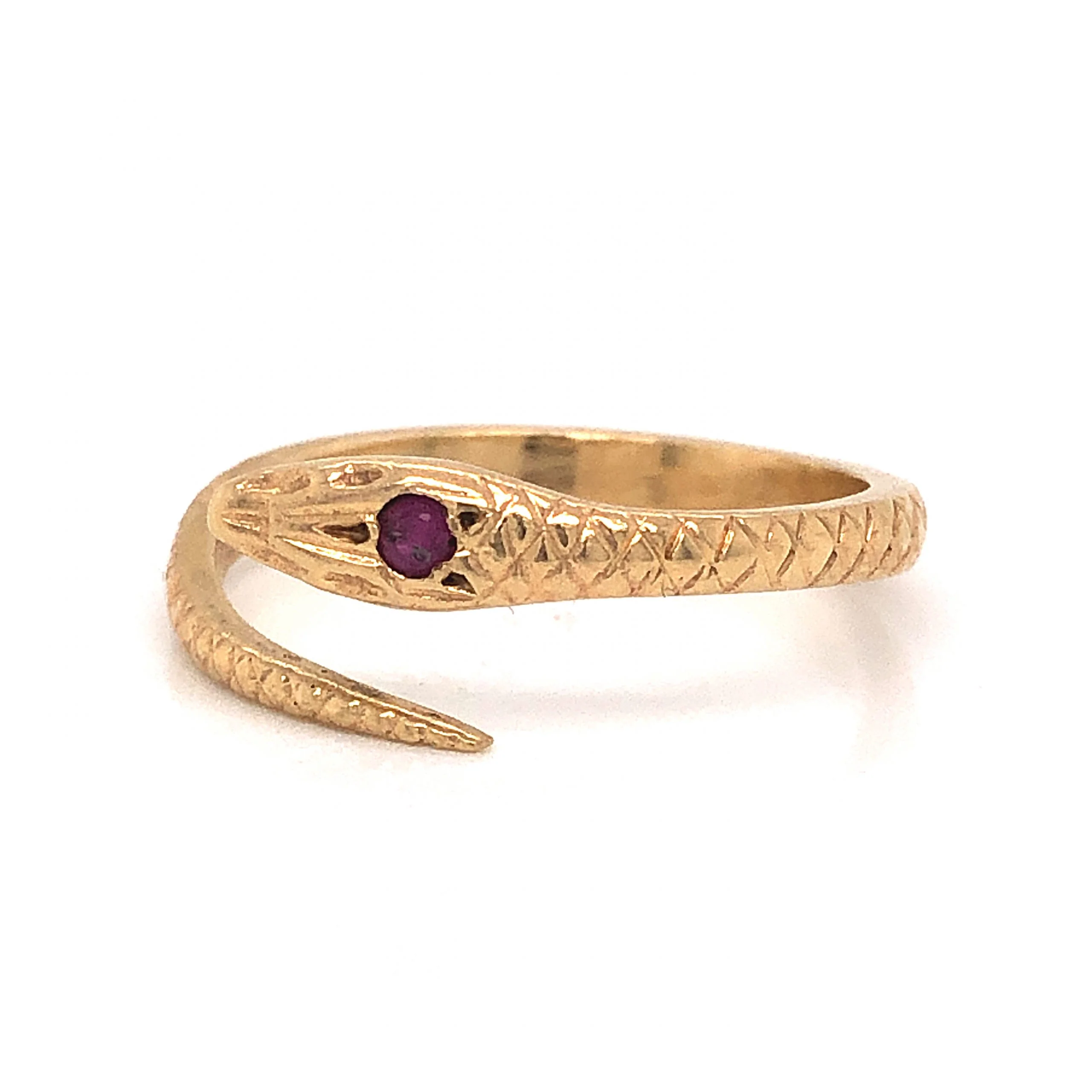 Victorian Ruby Snake Ring in 14k Yellow Gold - Image 2