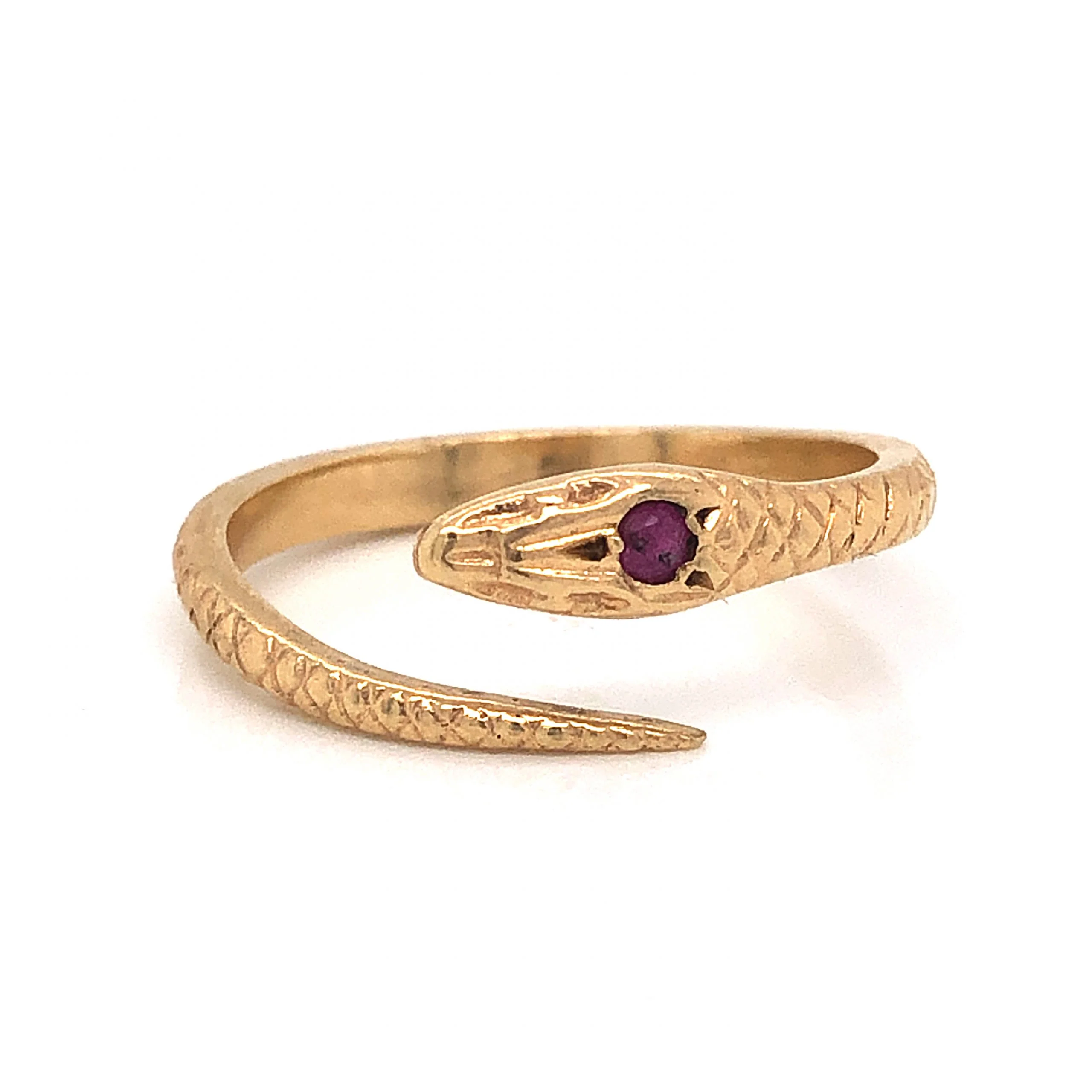 Victorian Ruby Snake Ring in 14k Yellow Gold - Image 3