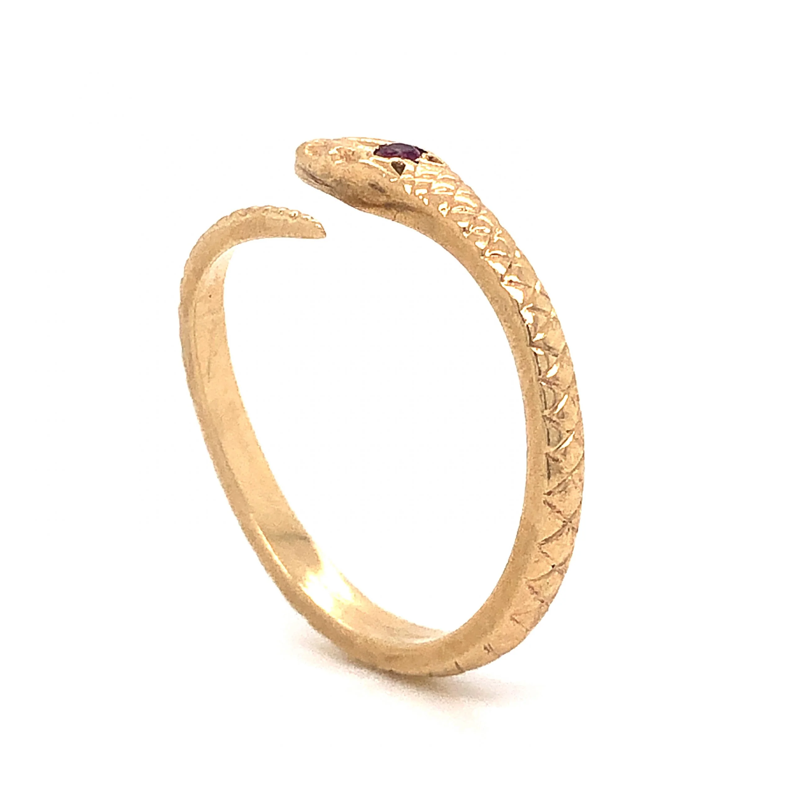Victorian Ruby Snake Ring in 14k Yellow Gold - Image 4