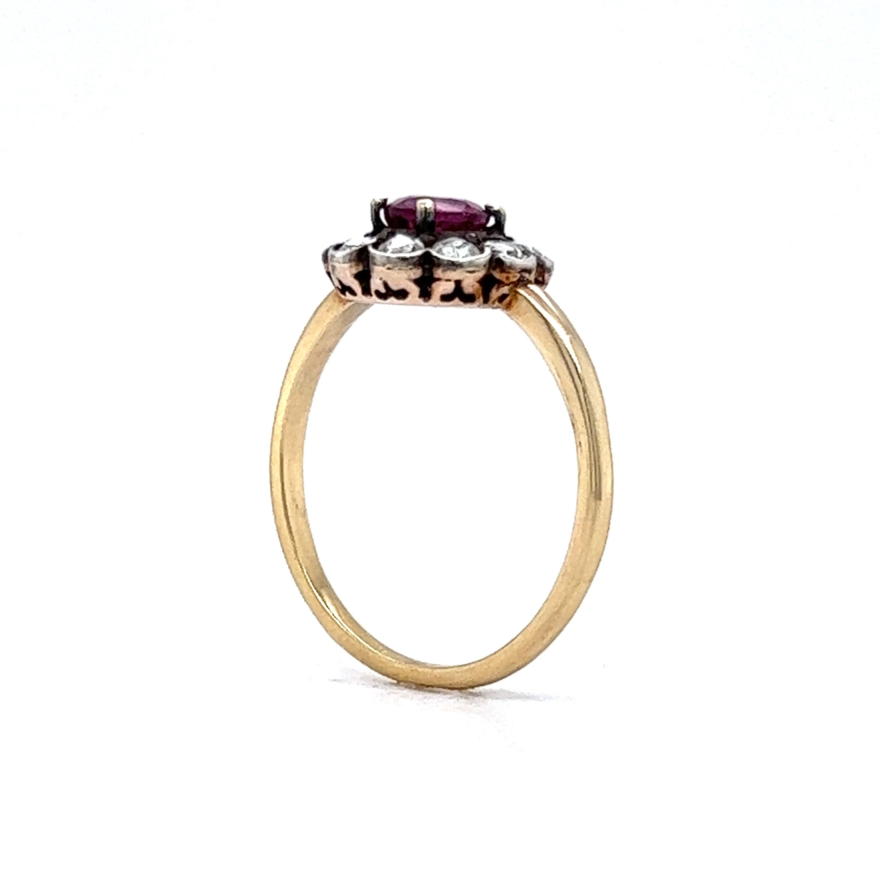 Victorian .55 Pink Sapphire & Diamond Engagement Ring in 14k & Silver - Image 5