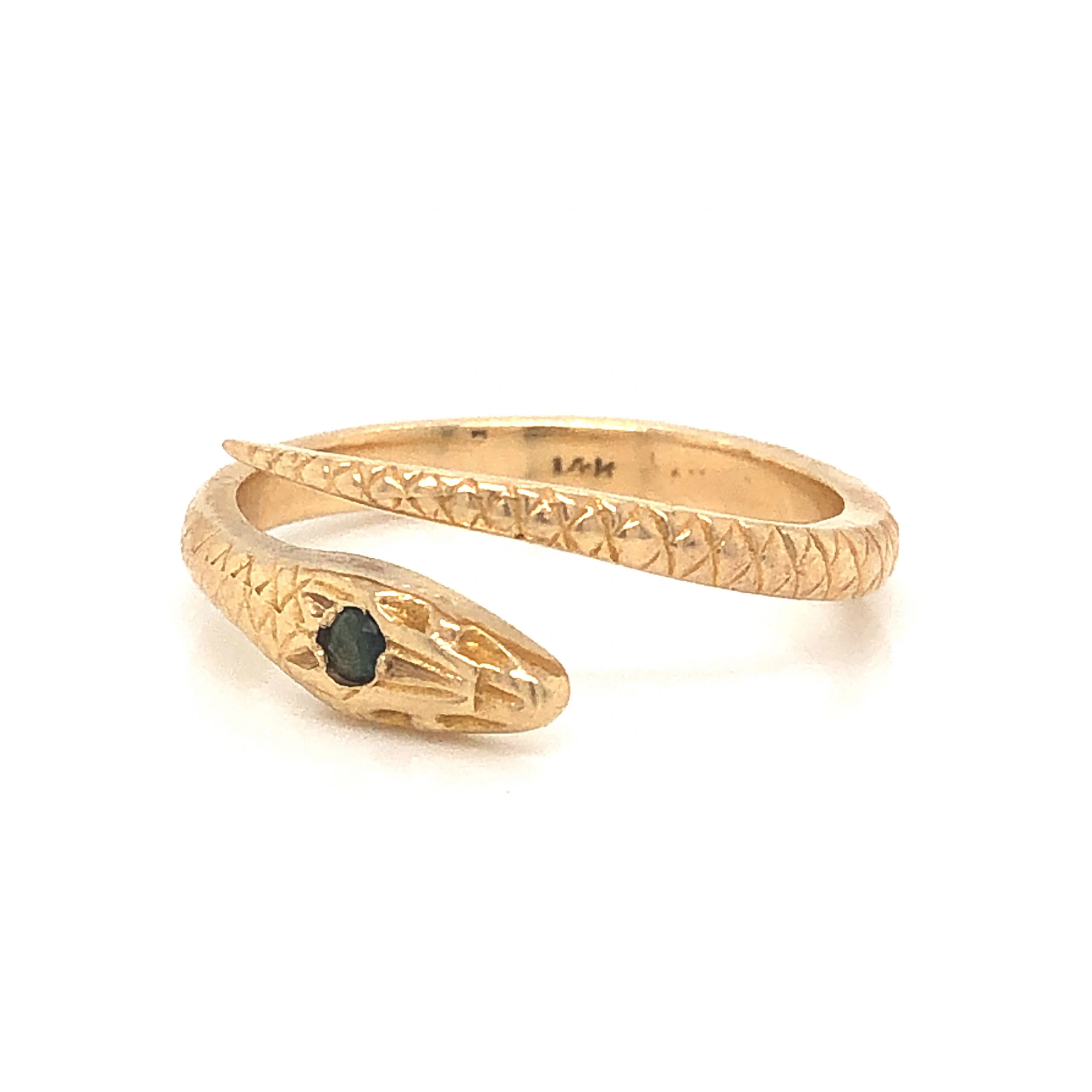 Victorian Sapphire Snake Ring in 14k Yellow Gold - Image 2