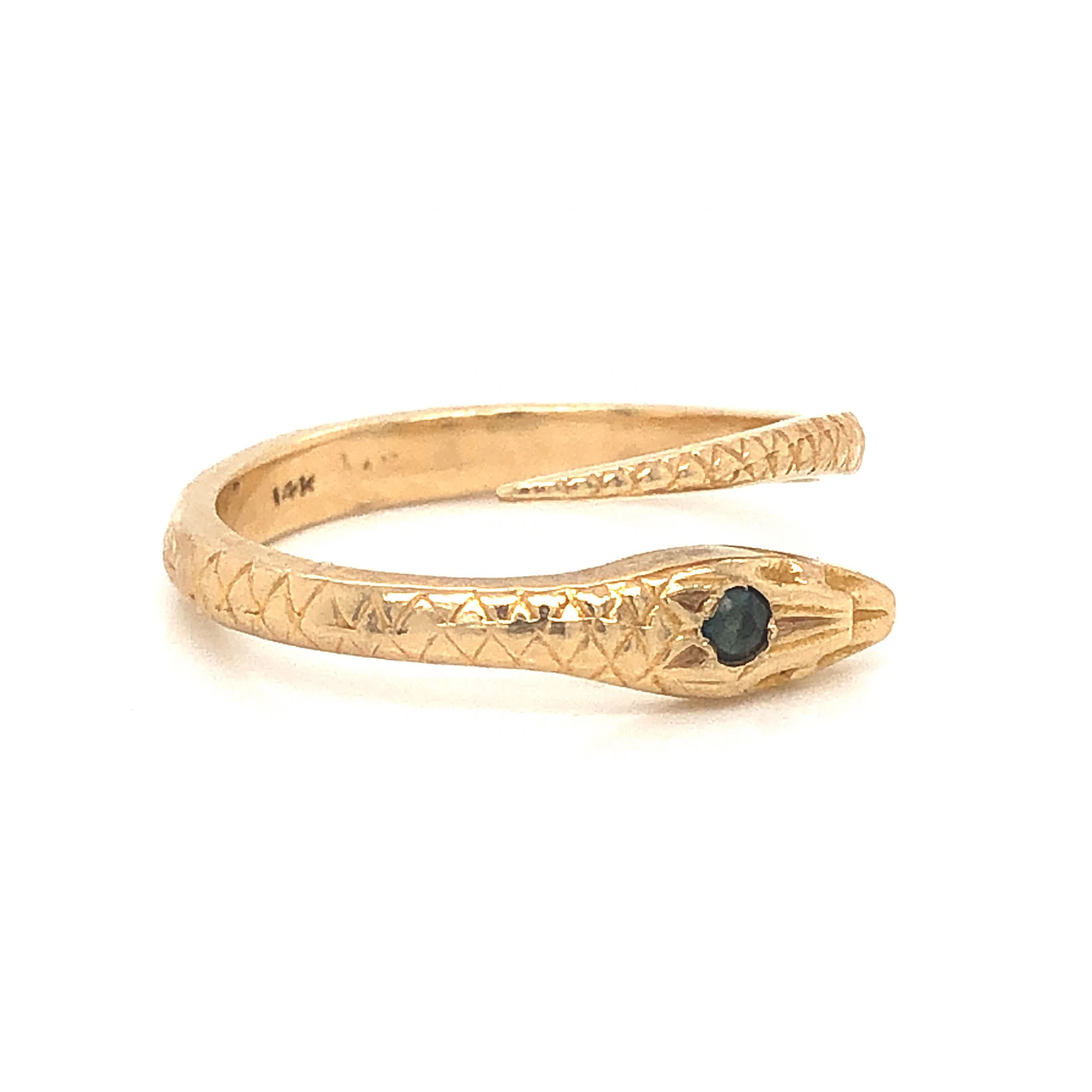 Victorian Sapphire Snake Ring in 14k Yellow Gold - Image 3