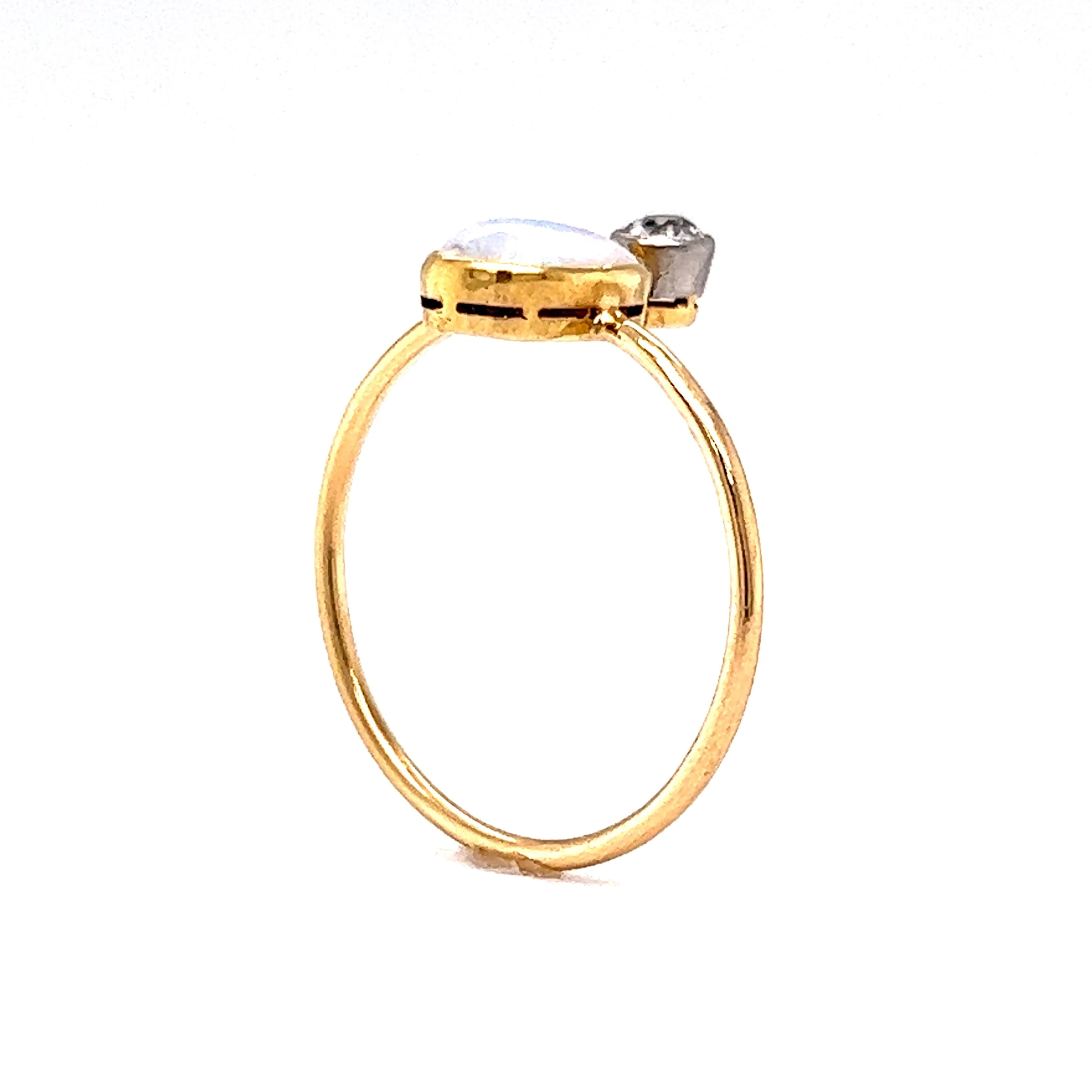 Victorian Stacked Opal & Diamond Ring in 14k Yellow Gold - Image 5