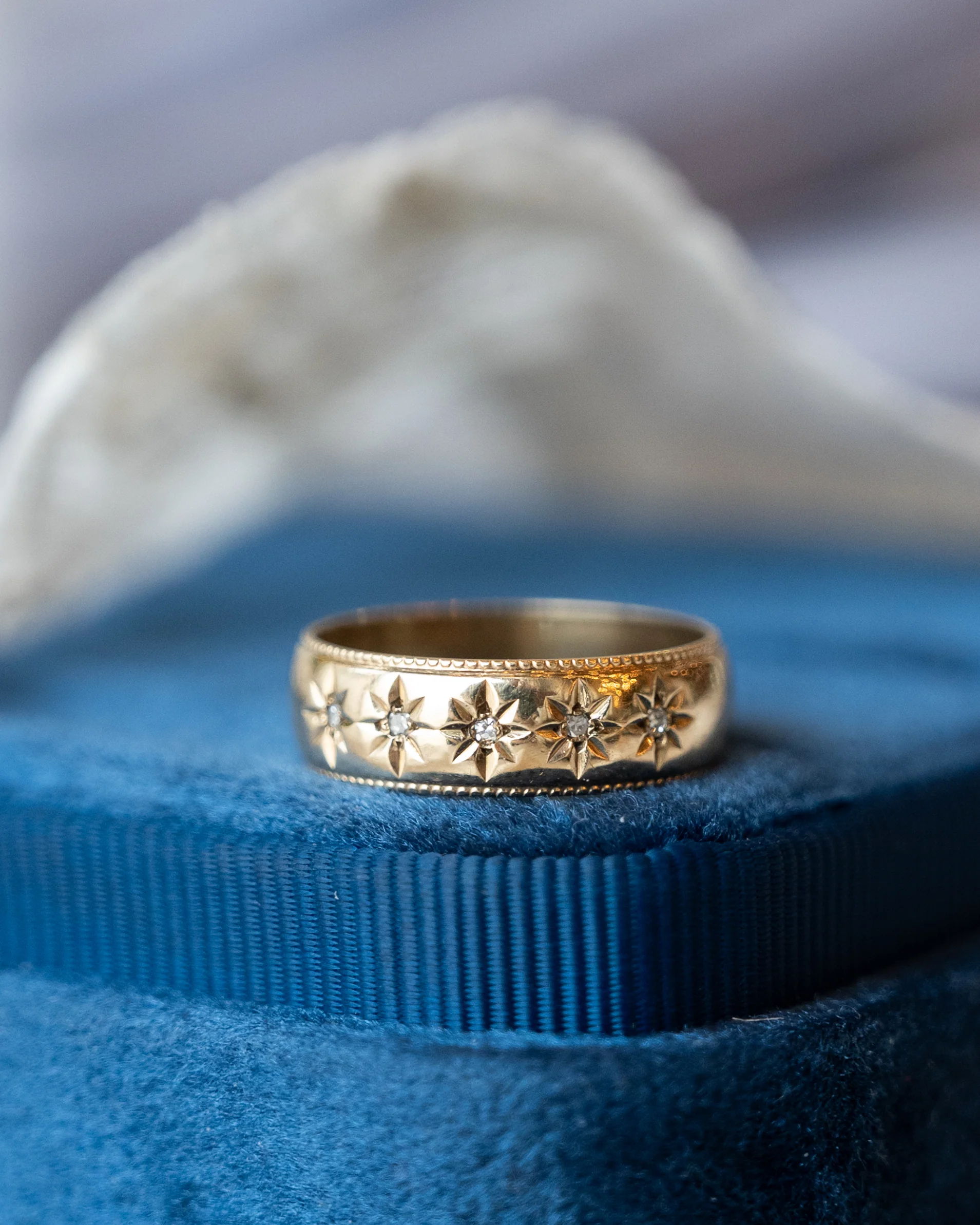 Victorian Starburst Diamond Band 9k Yellow Gold - Image 6