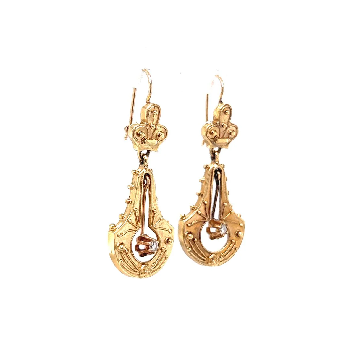 Victorian Style Diamond Earrings in Yellow Gold - Image 3