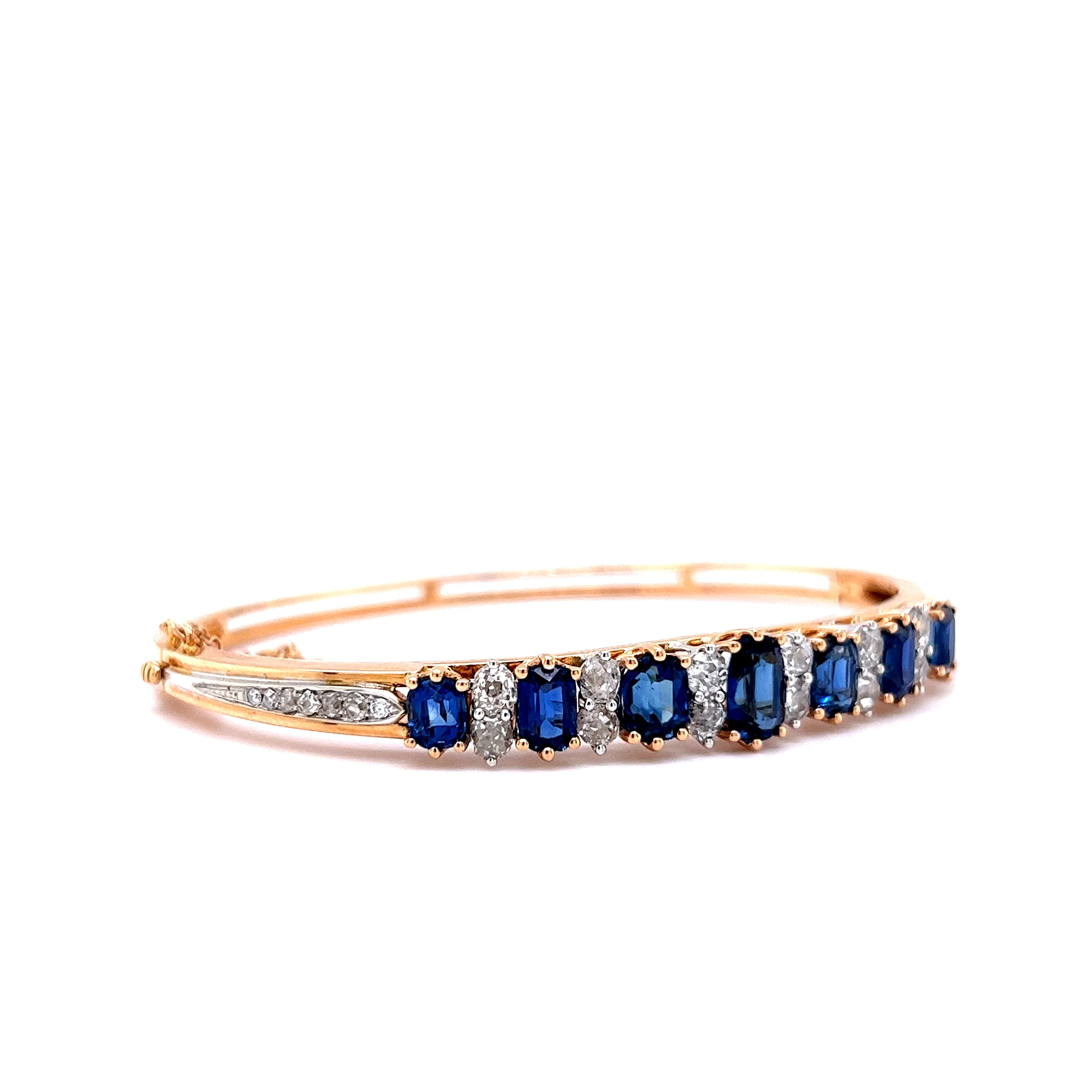 Victorian Style Diamond & Sapphire Bracelet in 14k Rose Gold - Image 3