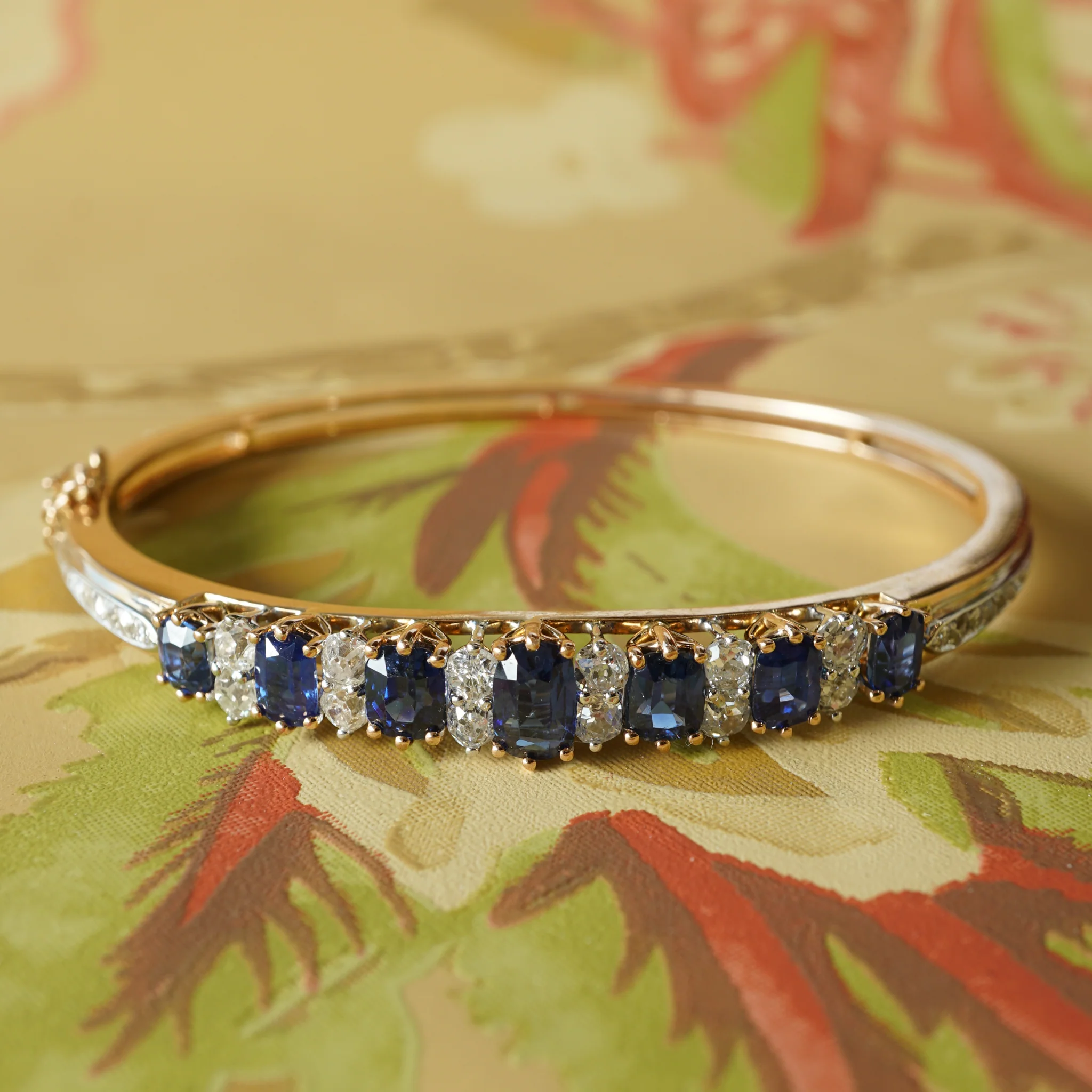 Victorian Style Diamond & Sapphire Bracelet in 14k Rose Gold - Image 5