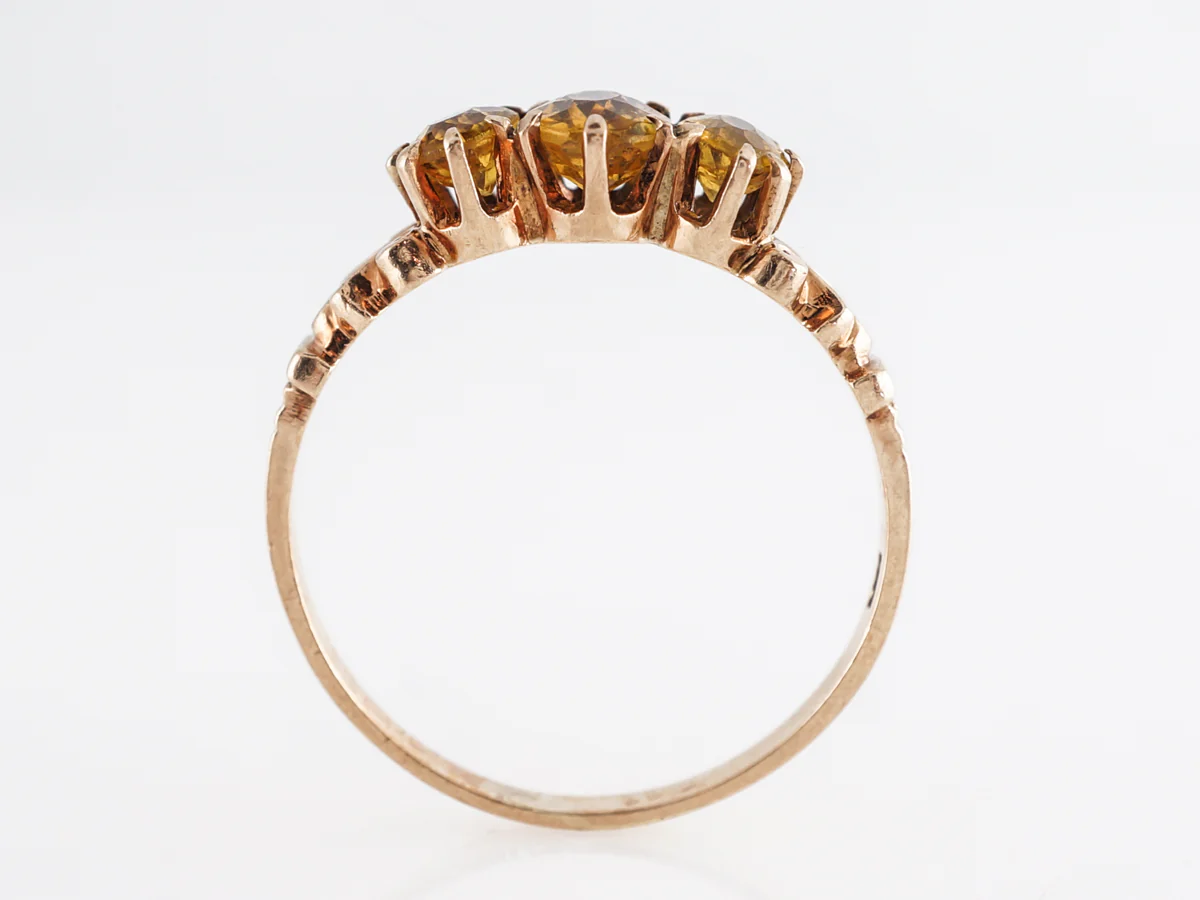 Victorian Three Stone Citrine Ring in 14k Yellow Gold - Image 4