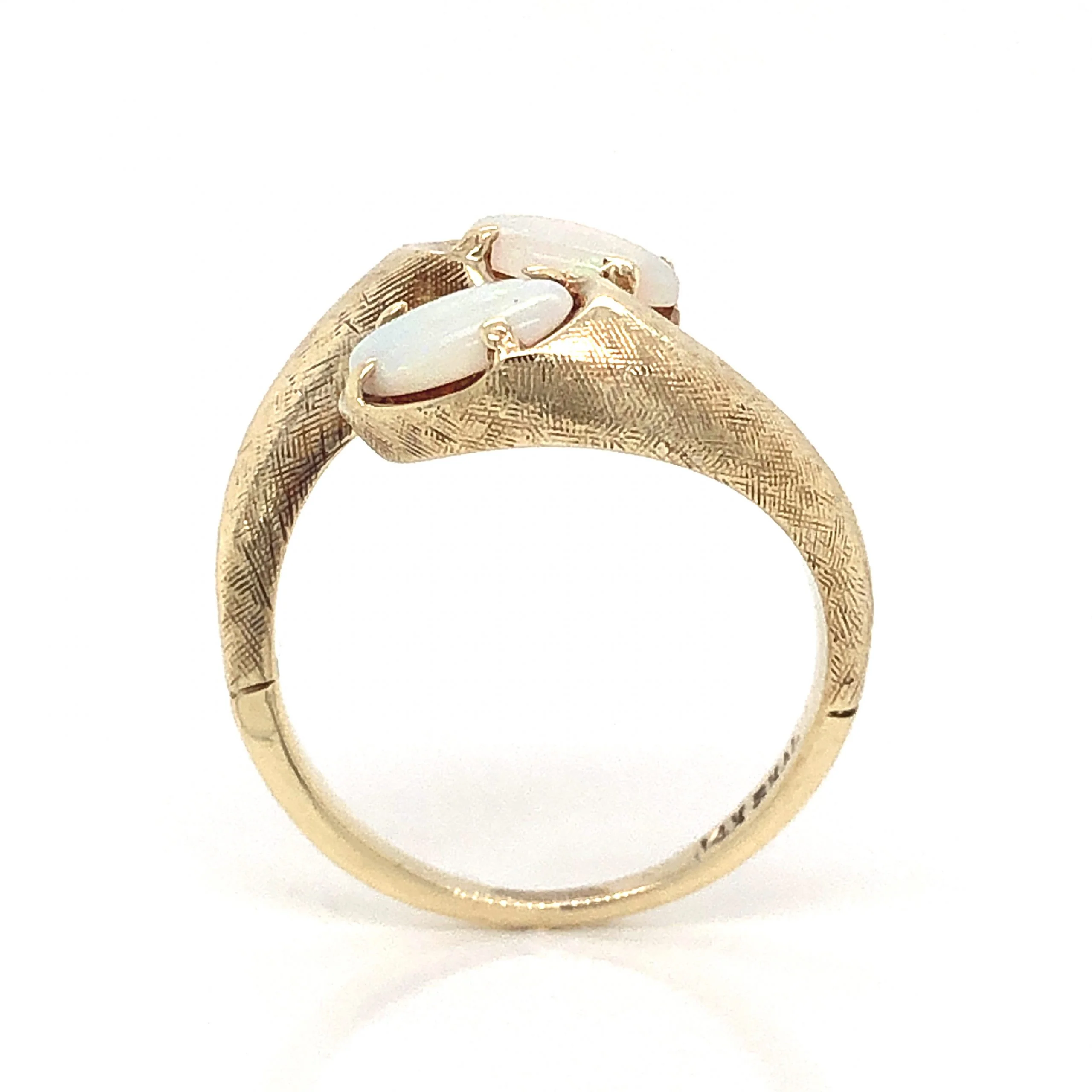 Victorian Toi Et Moi Opal Cocktail Ring in 14k Yellow Gold - Image 4