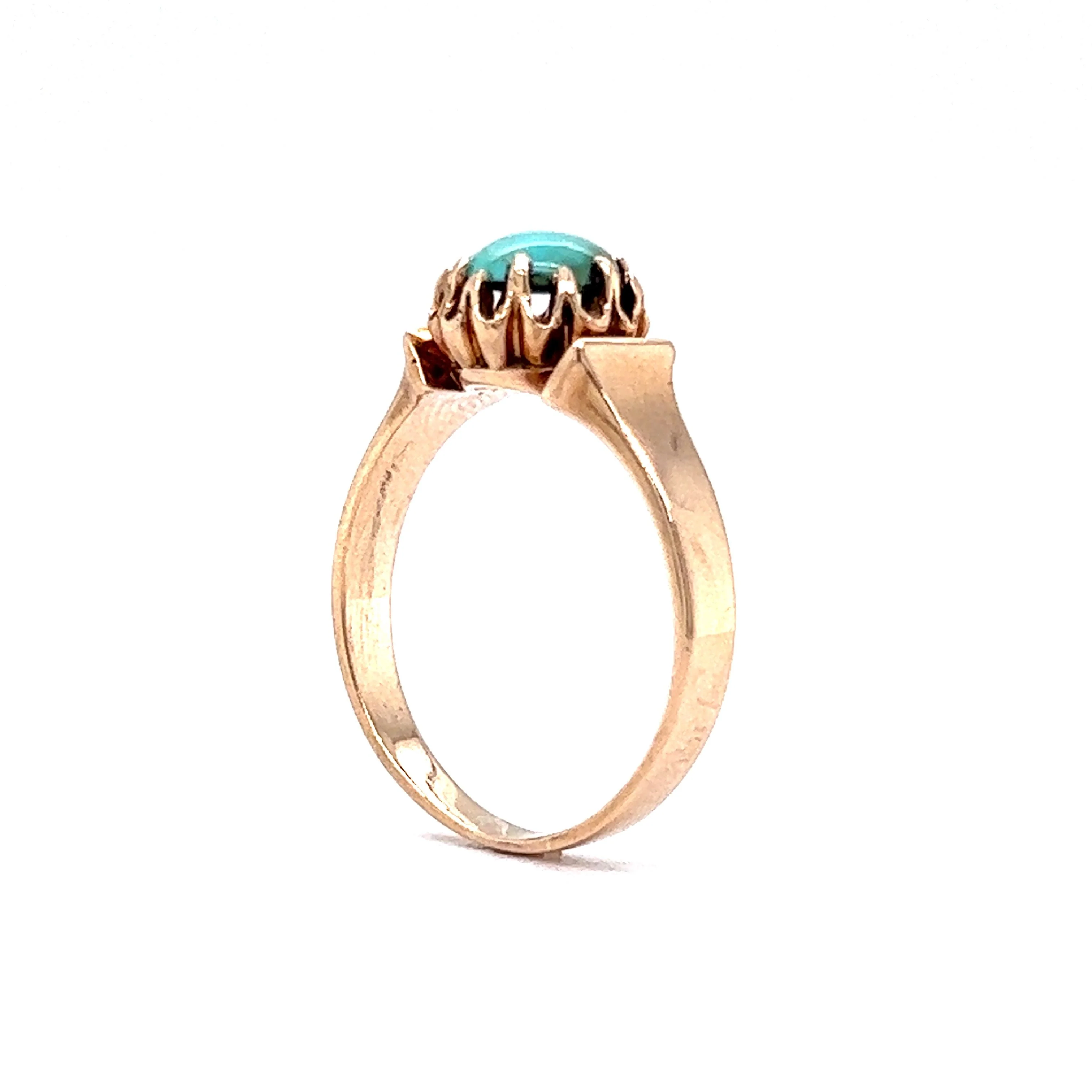 Victorian Turquoise Cocktail Ring in 14k Yellow Gold - Image 5