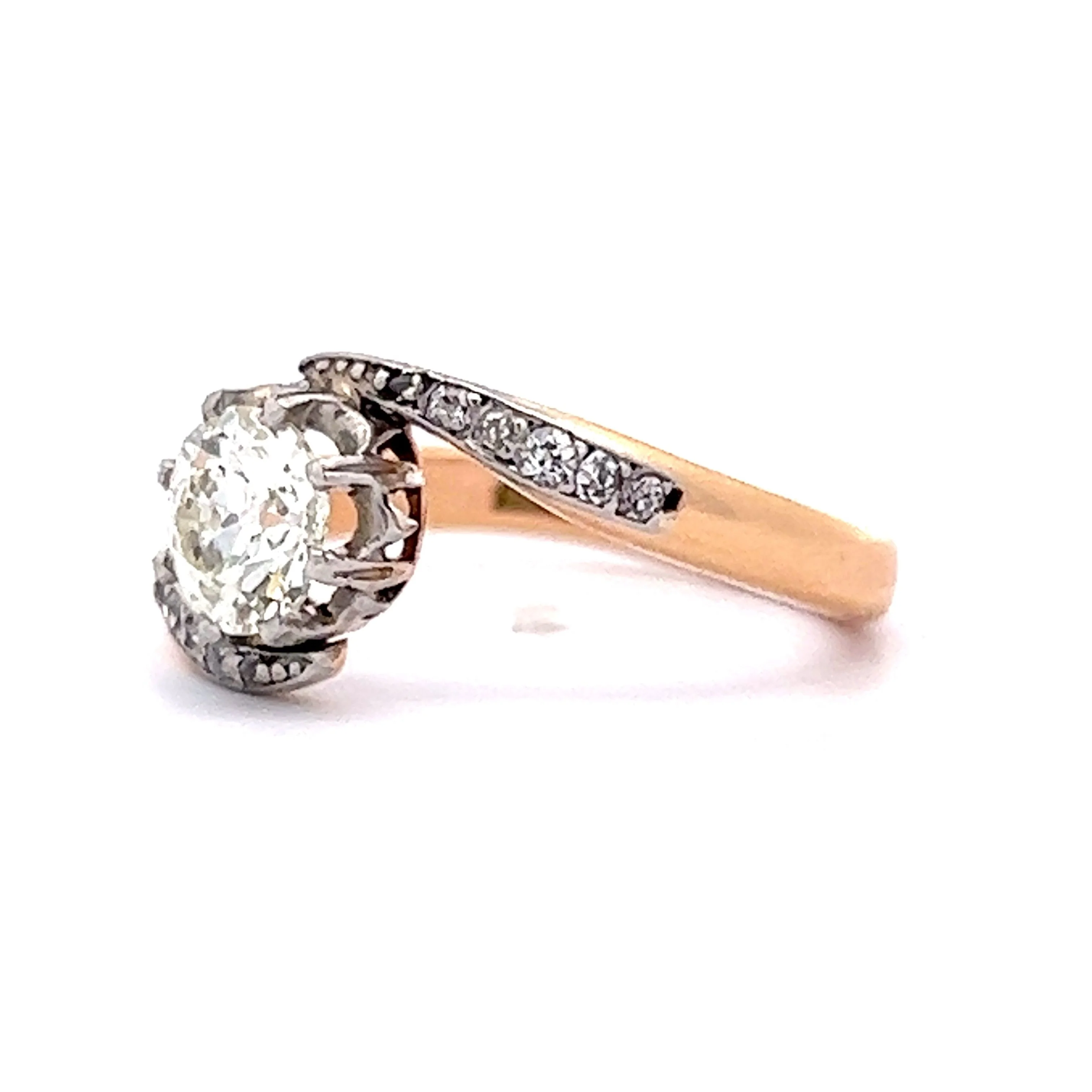 Victorian Two-Tone Diamond Engagement Ring in 18k - Image 2