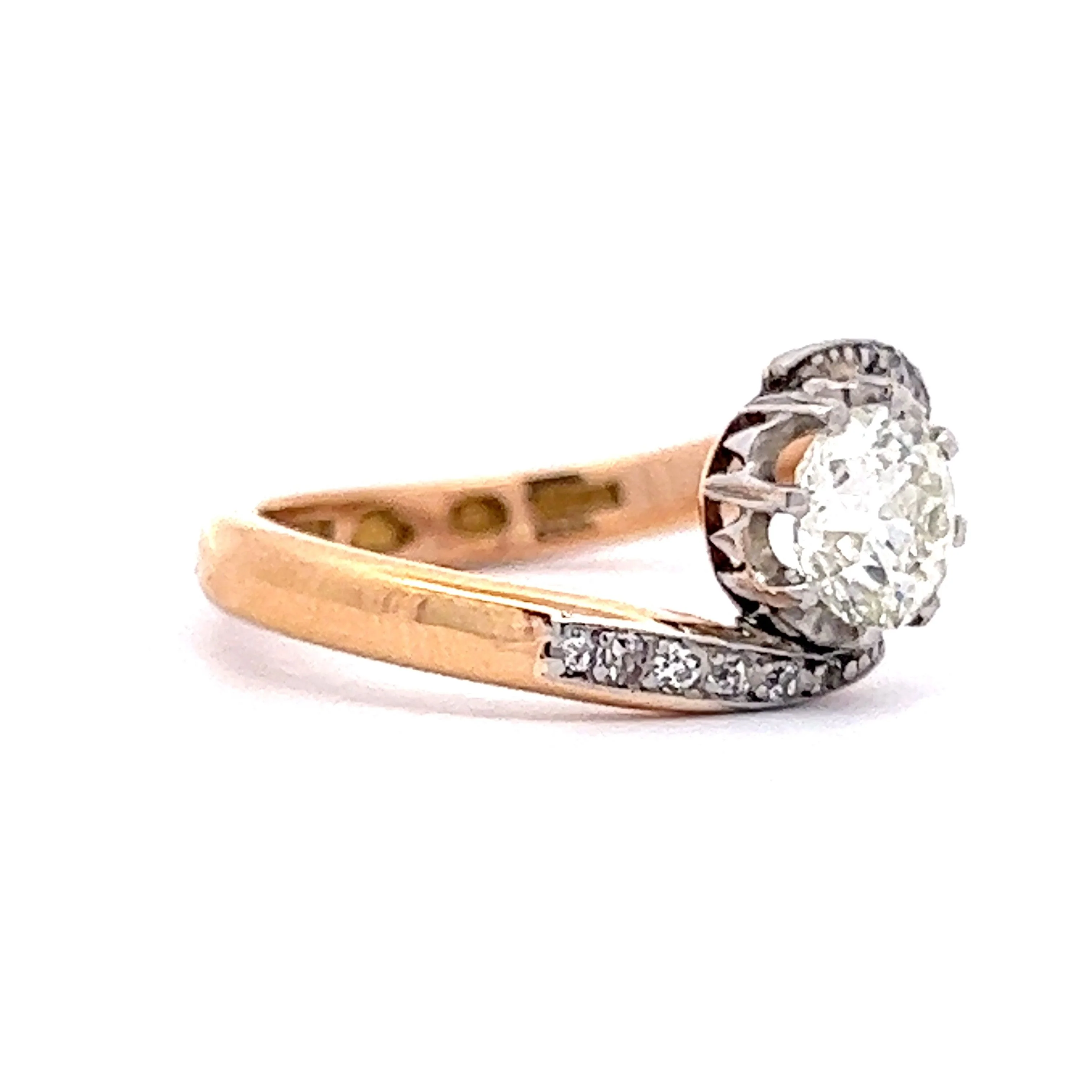 Victorian Two-Tone Diamond Engagement Ring in 18k - Image 3