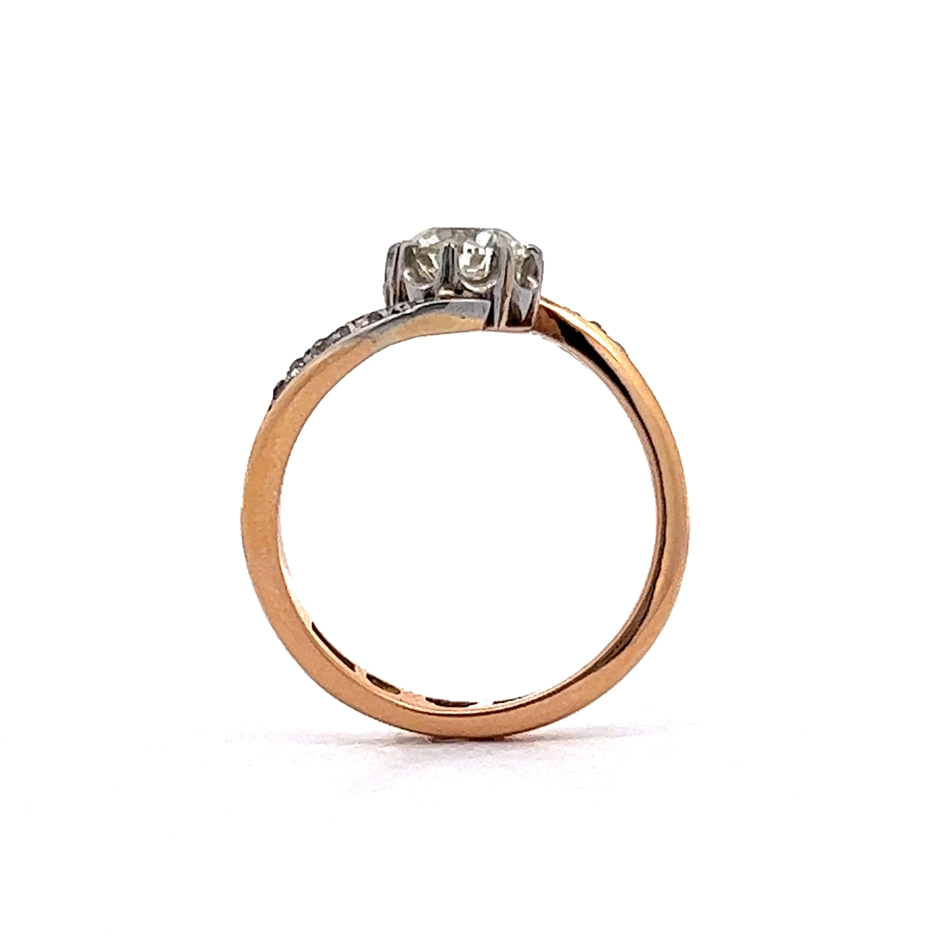 Victorian Two-Tone Diamond Engagement Ring in 18k - Image 4