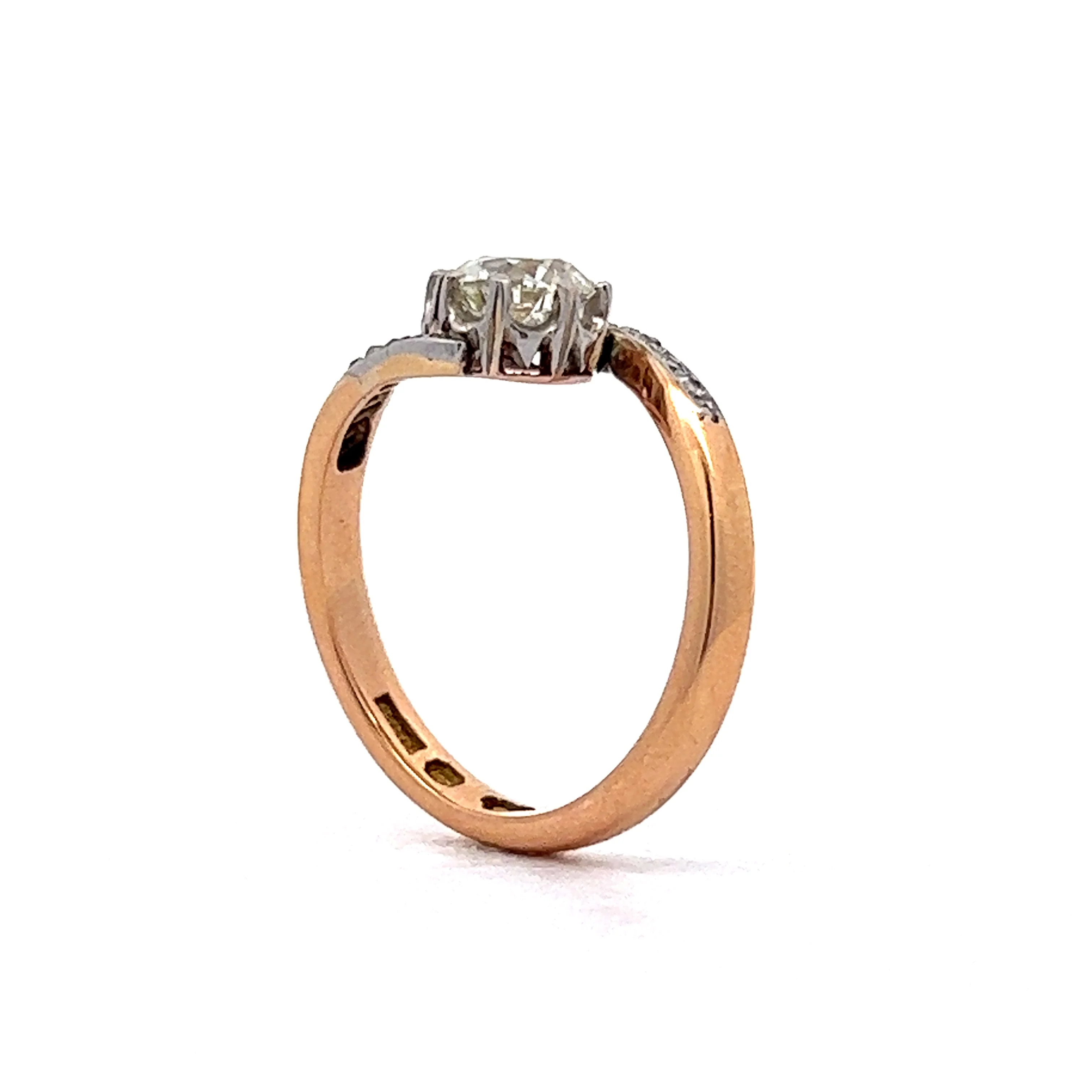 Victorian Two-Tone Diamond Engagement Ring in 18k - Image 5