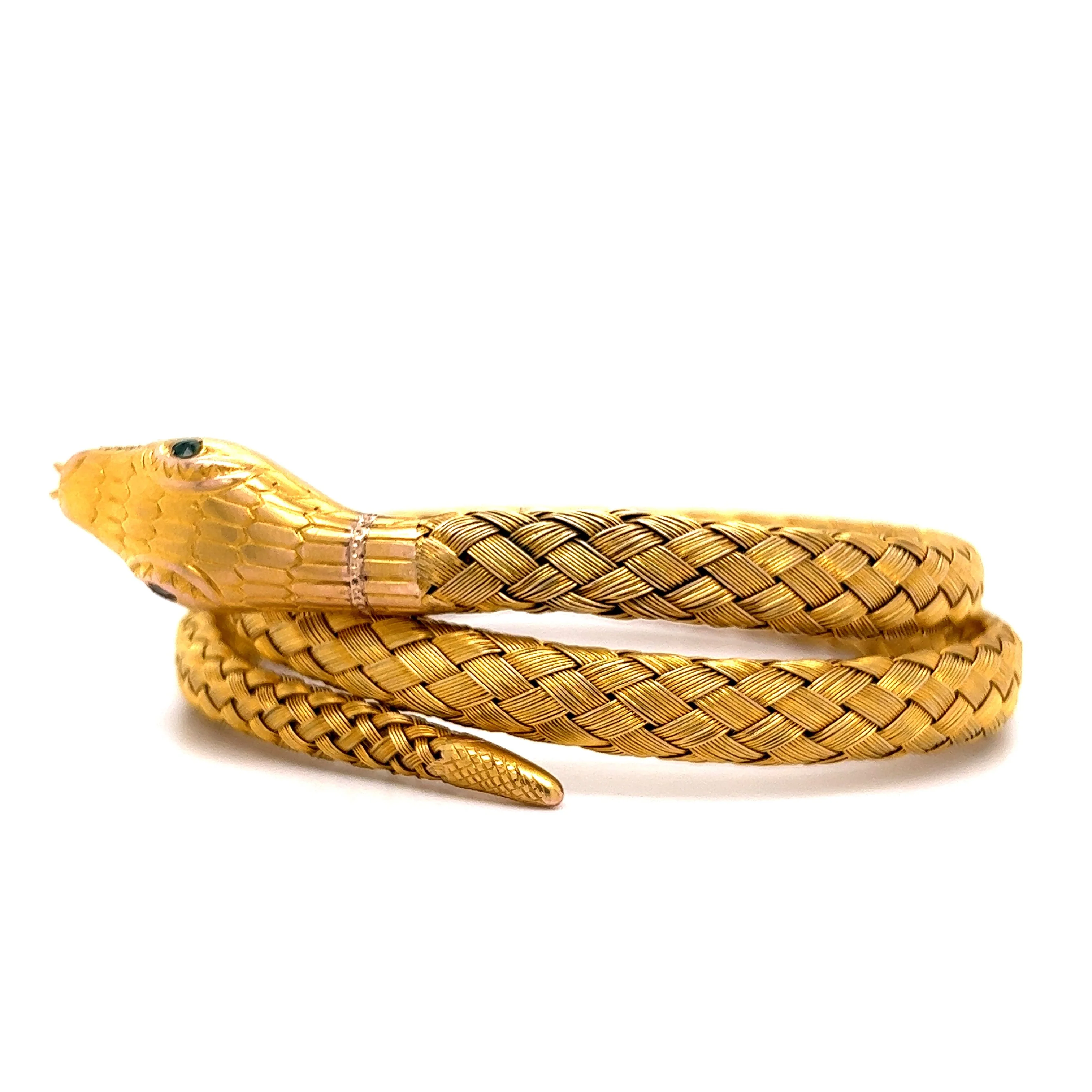 Victorian Woven Snake Wrap Bracelet in 9k Yellow Gold - Image 2