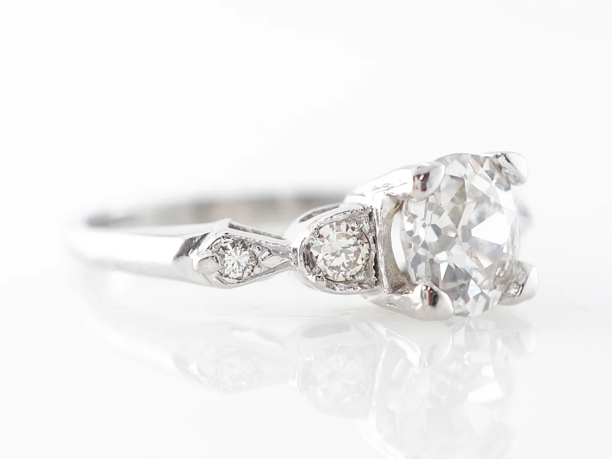 Vintage 1.00 Carat European Diamond Engagement Ring Platinum - Image 3
