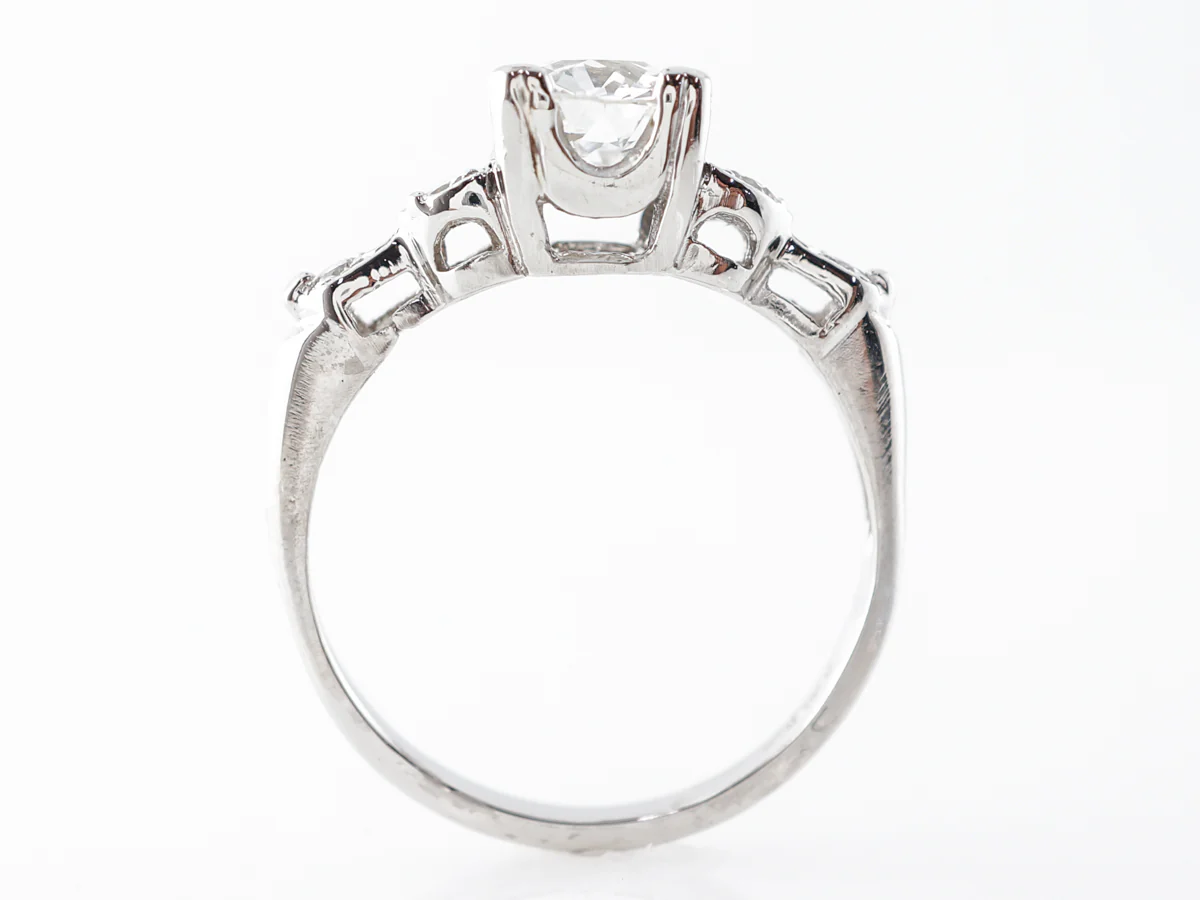 Vintage 1.00 Carat European Diamond Engagement Ring Platinum - Image 4