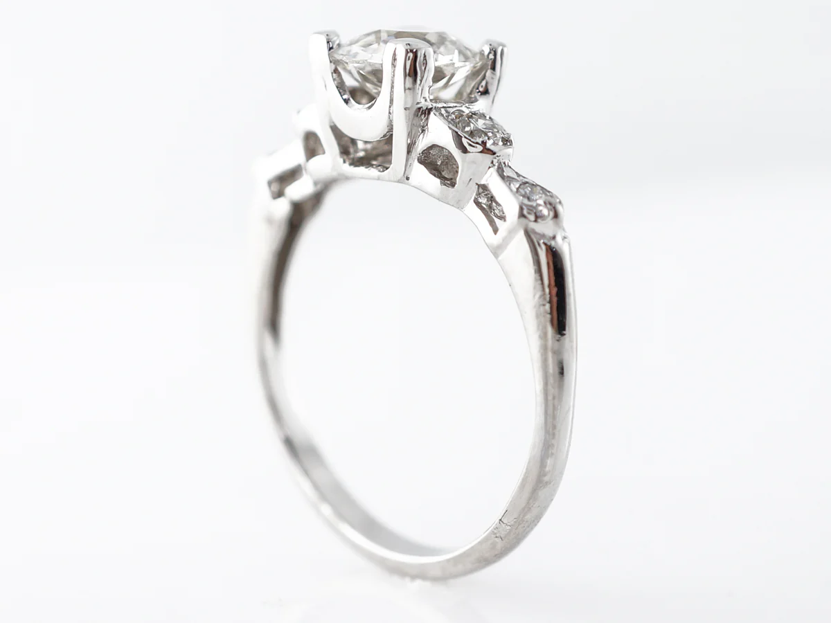 Vintage 1.00 Carat European Diamond Engagement Ring Platinum - Image 5