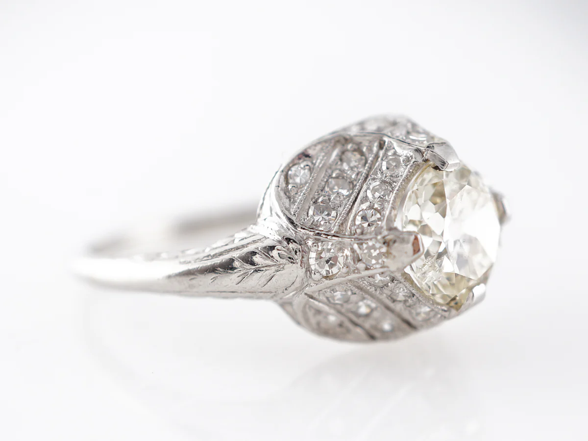 Vintage 1.00 Carat European Diamond Filigree Engagement Ring - Image 3