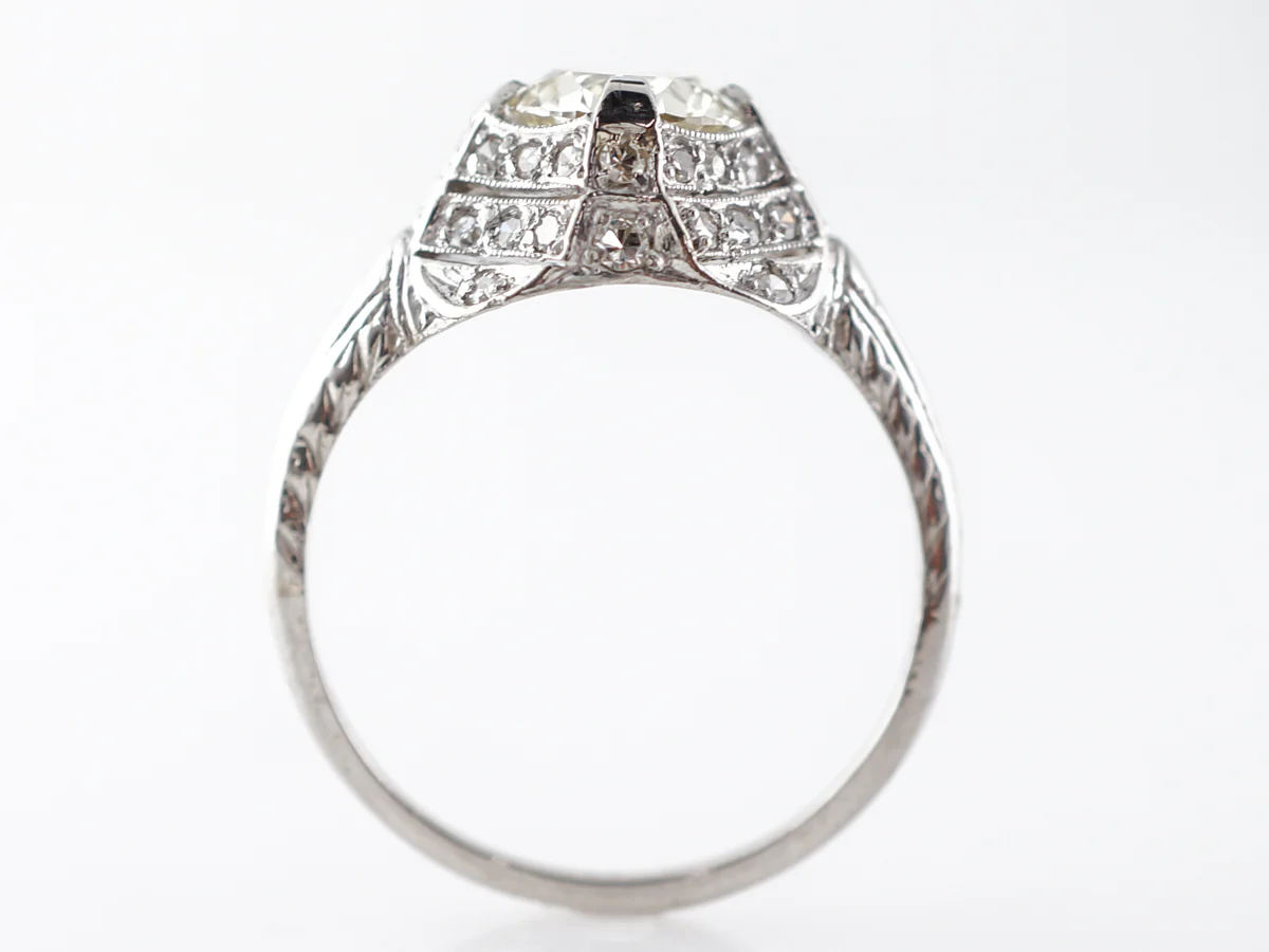 Vintage 1.00 Carat European Diamond Filigree Engagement Ring - Image 4