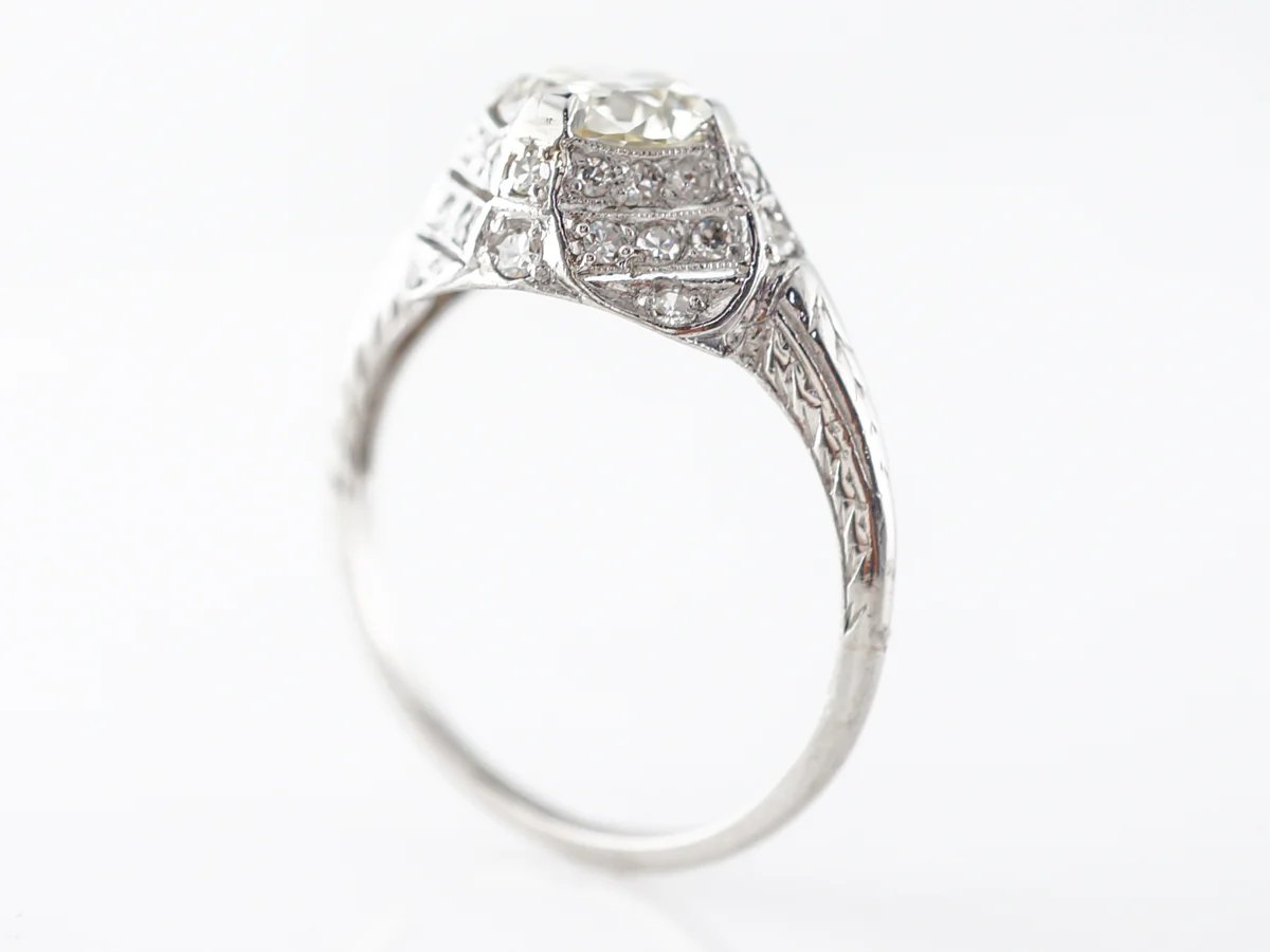 Vintage 1.00 Carat European Diamond Filigree Engagement Ring - Image 5