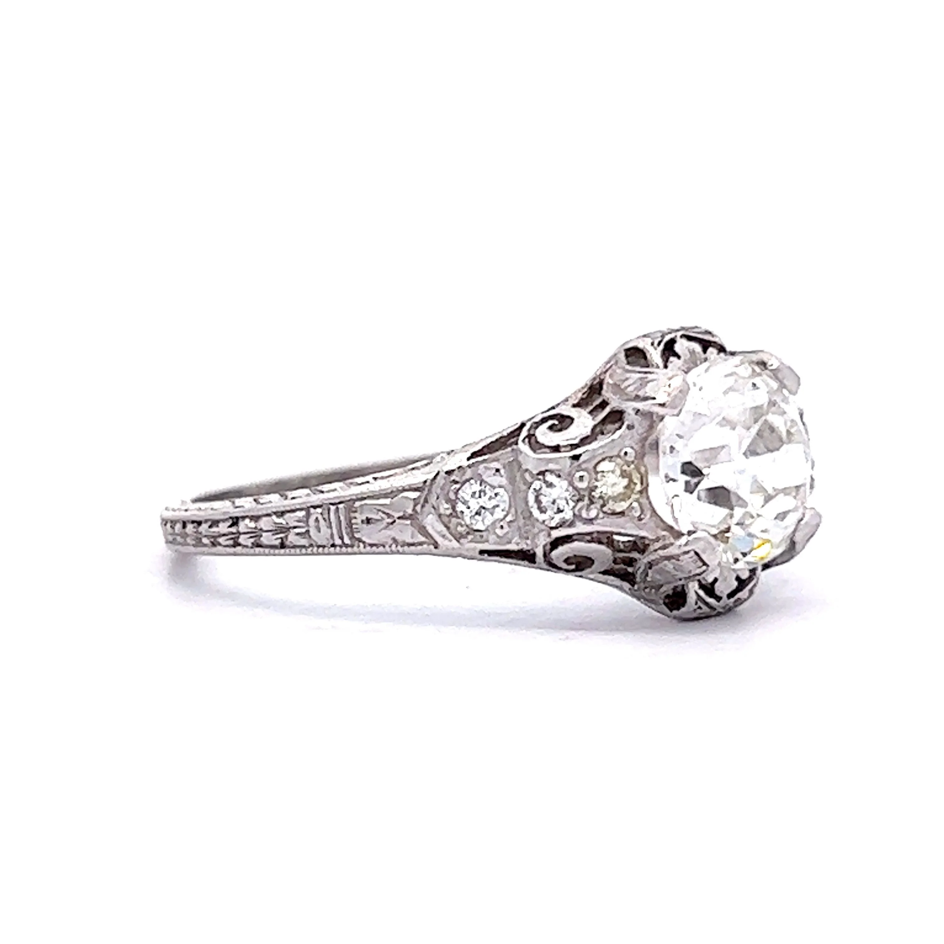 Vintage 1.06 Carat European Diamond Engagement Ring Platinum - Image 3