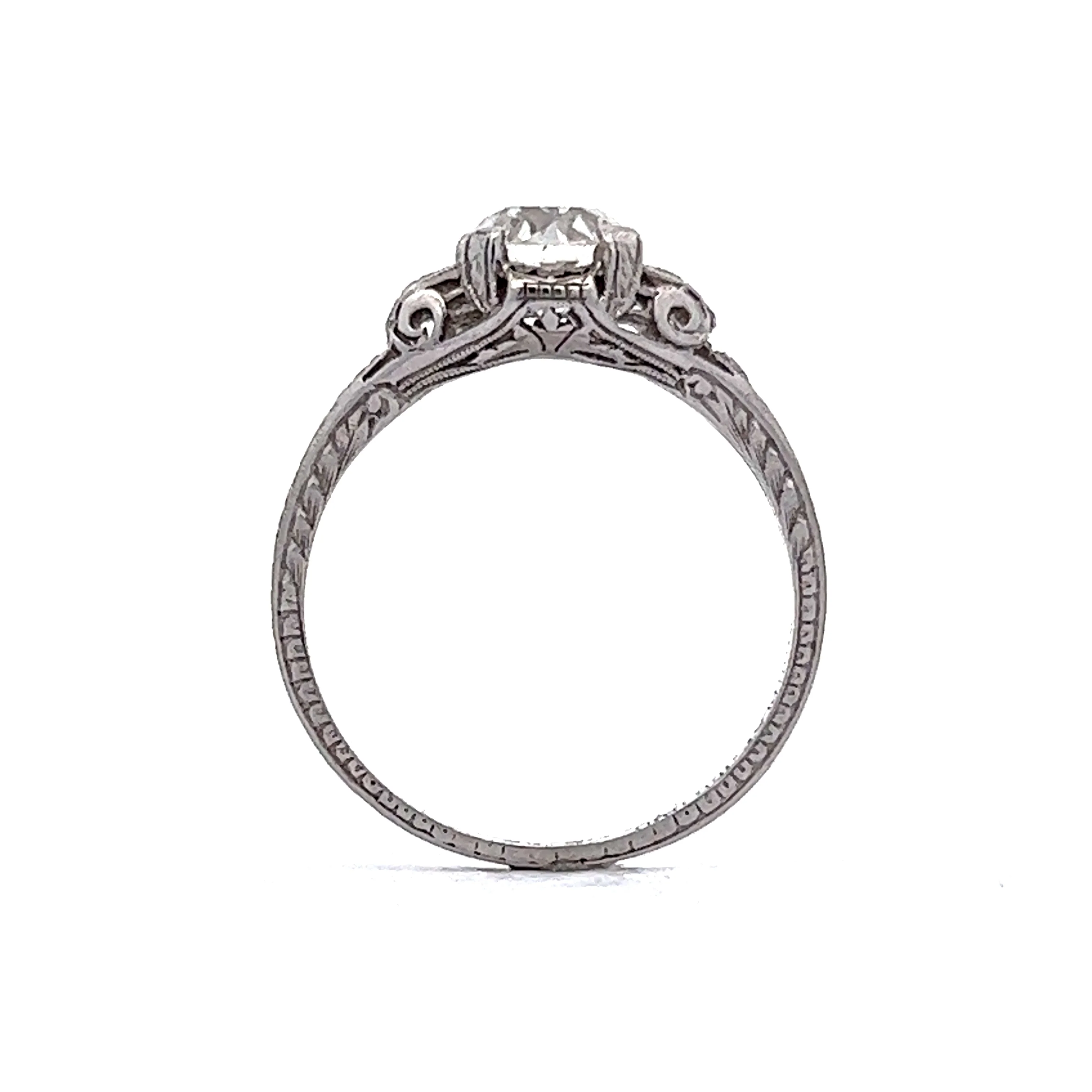 Vintage 1.06 Carat European Diamond Engagement Ring Platinum - Image 4