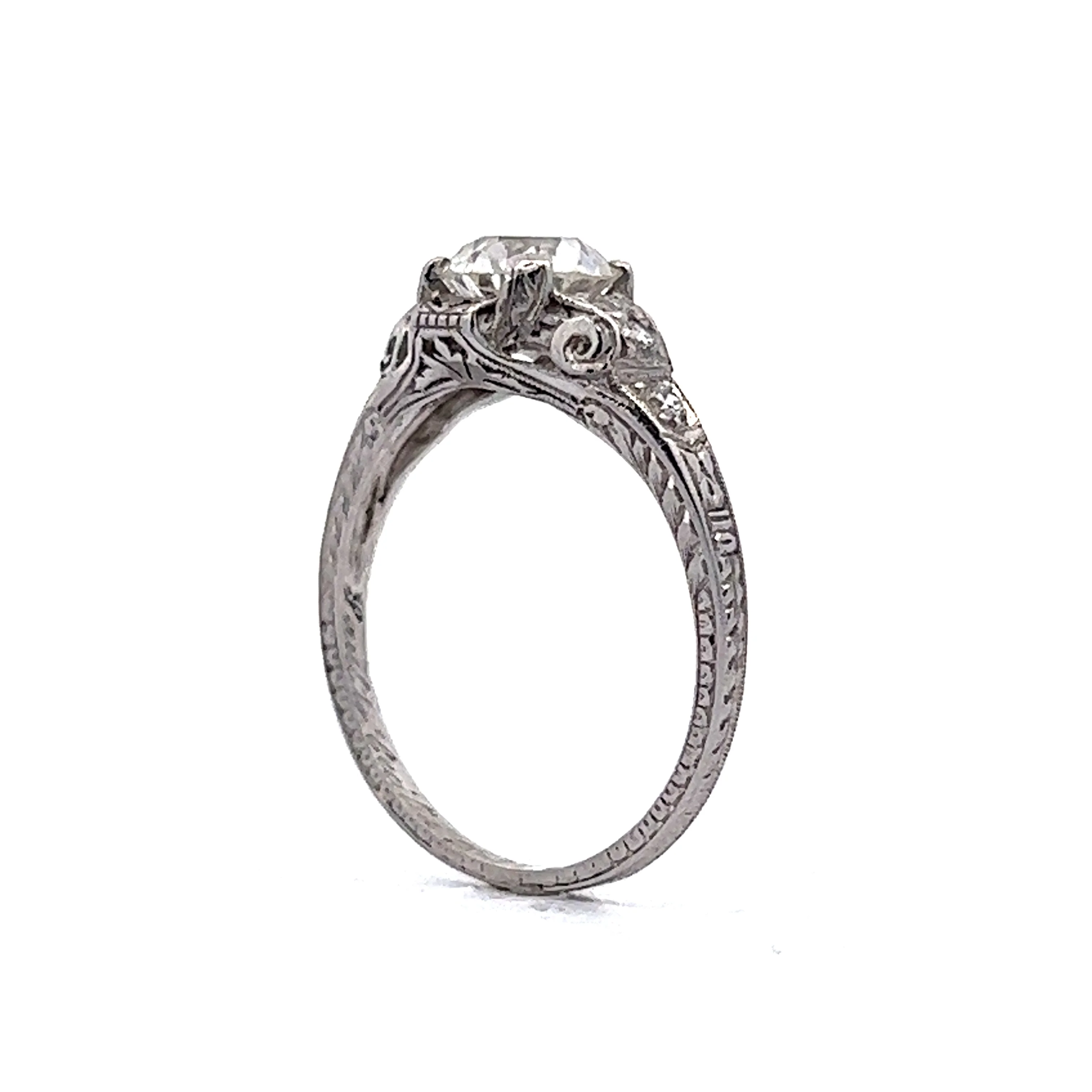 Vintage 1.06 Carat European Diamond Engagement Ring Platinum - Image 5