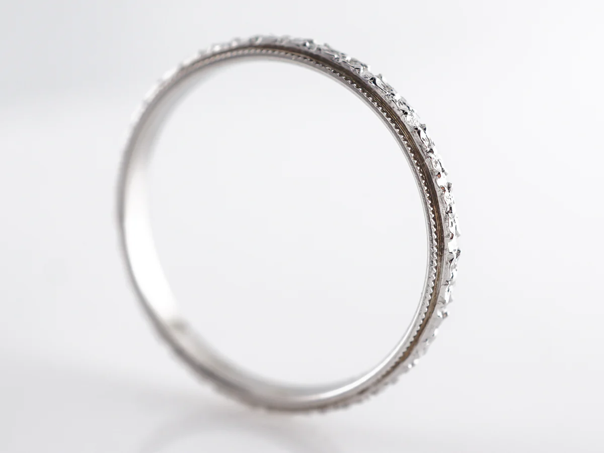 Vintage 1920's Blossom Wedding Band in 18k White Gold - Image 4