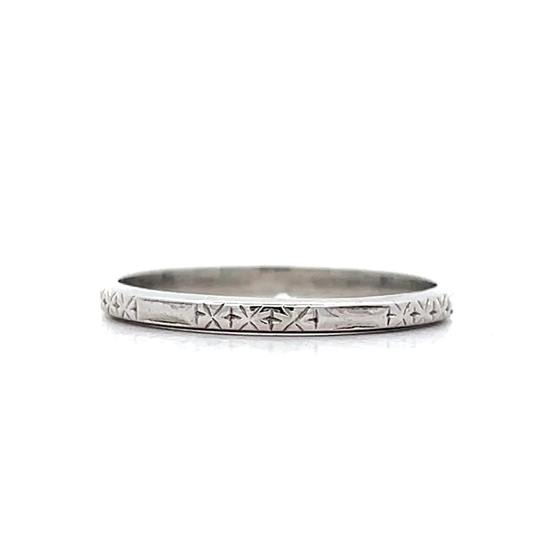 Vintage 1930s Deco Geometric Wedding Band in 18k