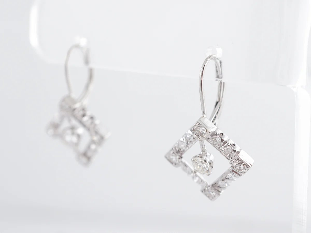 Vintage 1930's Diamond Art Deco Earrings in Platinum - Image 2