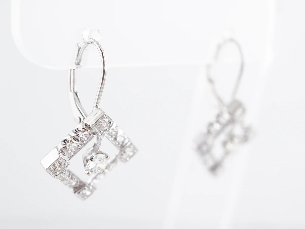 Vintage 1930's Diamond Art Deco Earrings in Platinum - Image 3