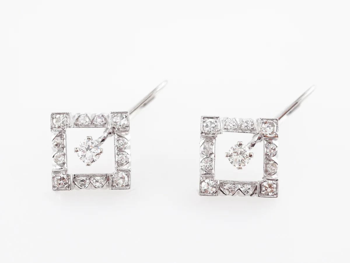 Vintage 1930's Diamond Art Deco Earrings in Platinum - Image 4