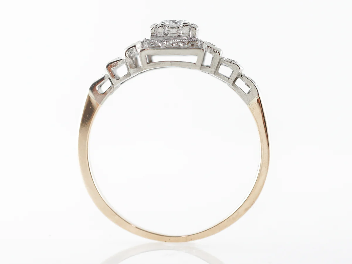 Vintage 1940's Diamond Engagement Ring in White & Yellow Gold - Image 5