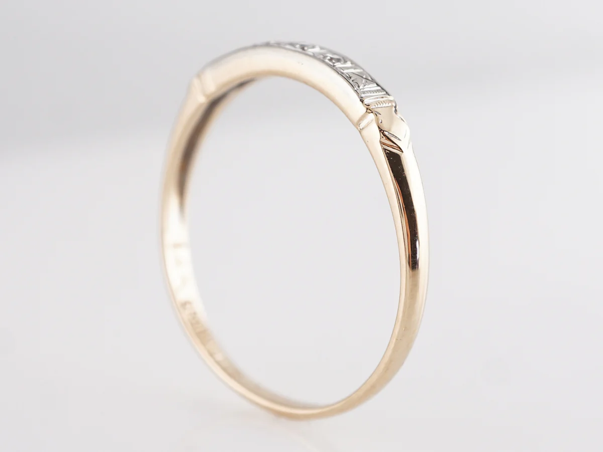 Vintage 1940's Diamond Wedding Band in 14k Yellow & White Gold - Image 5