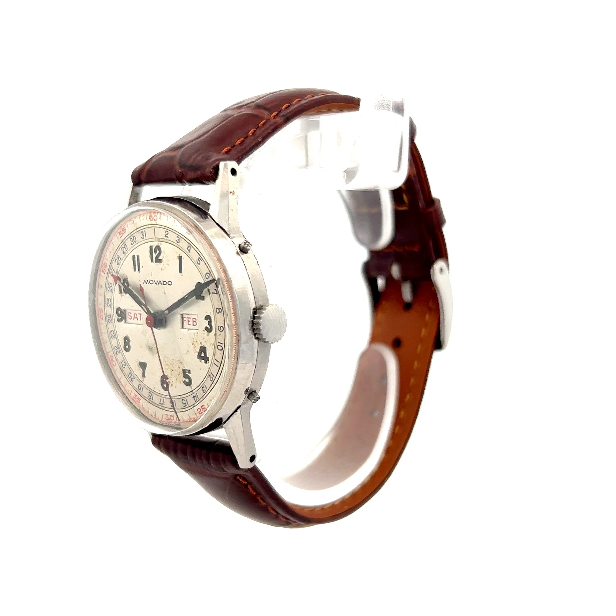 Vintage 1950s 33mm Movado Triple Calendar Watch - Image 2