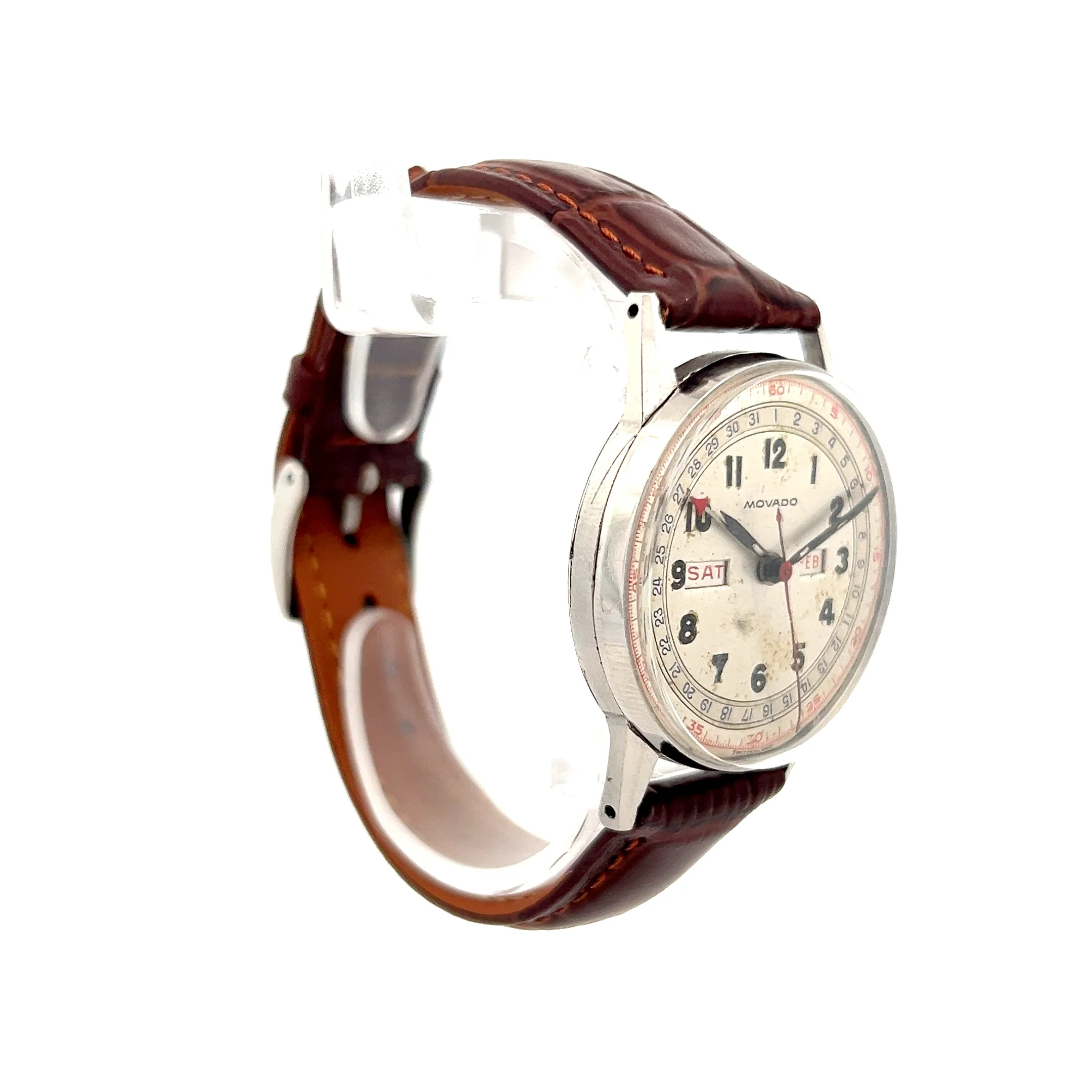 Vintage 1950s 33mm Movado Triple Calendar Watch - Image 3