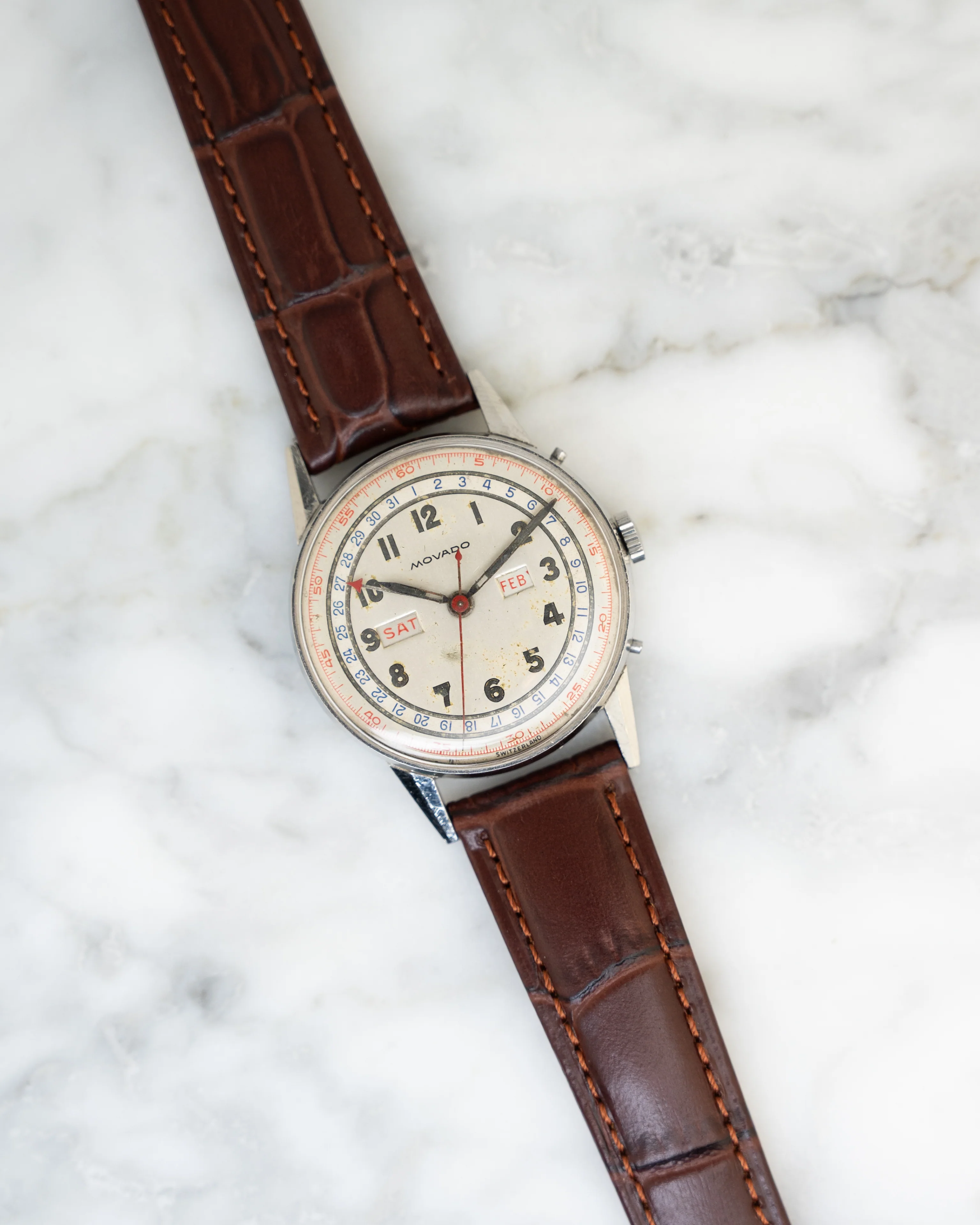 Vintage 1950s 33mm Movado Triple Calendar Watch - Image 5