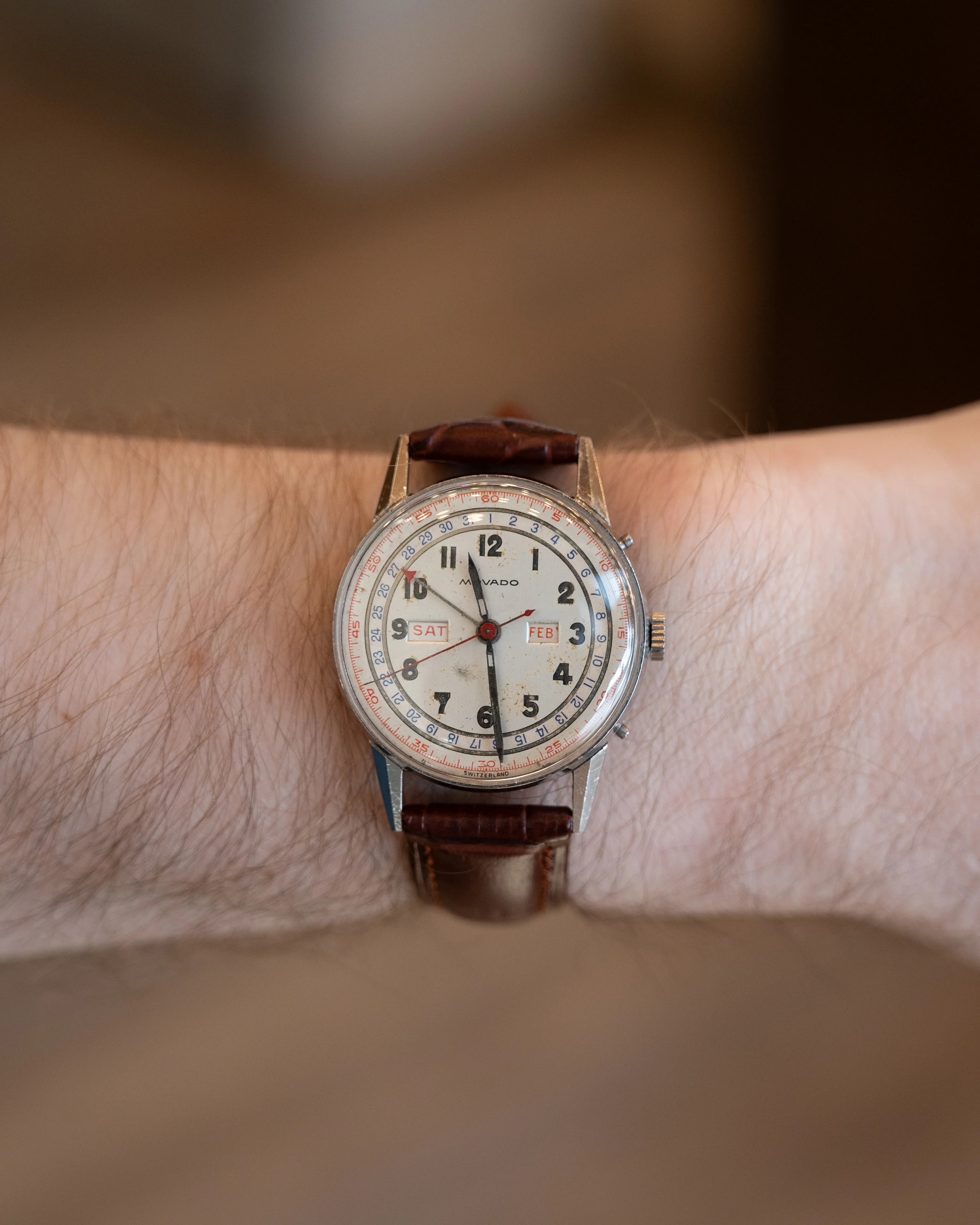 Vintage 1950s 33mm Movado Triple Calendar Watch - Image 7